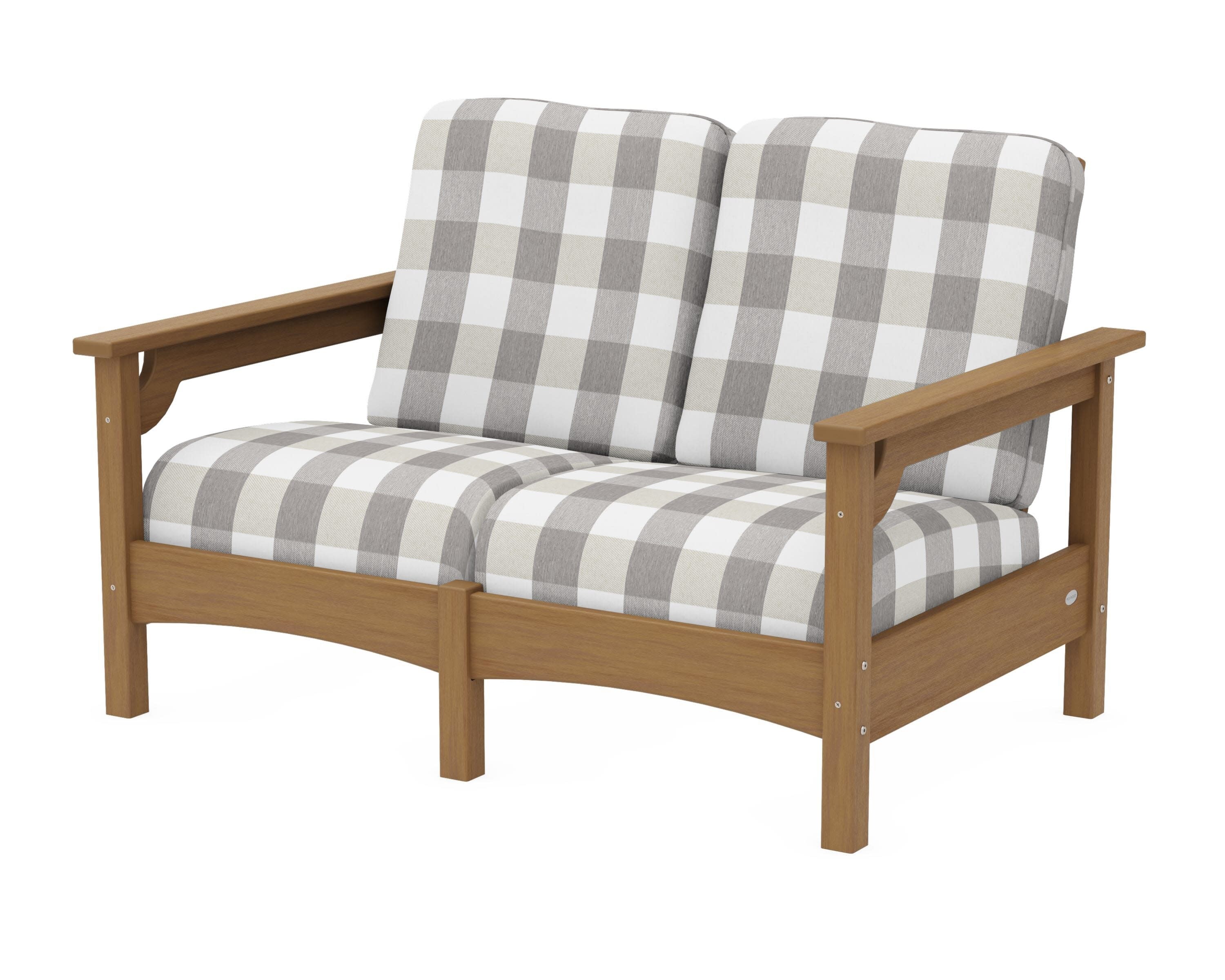 Club Loveseat in Natural / Buffalo Plaid Grey Mist