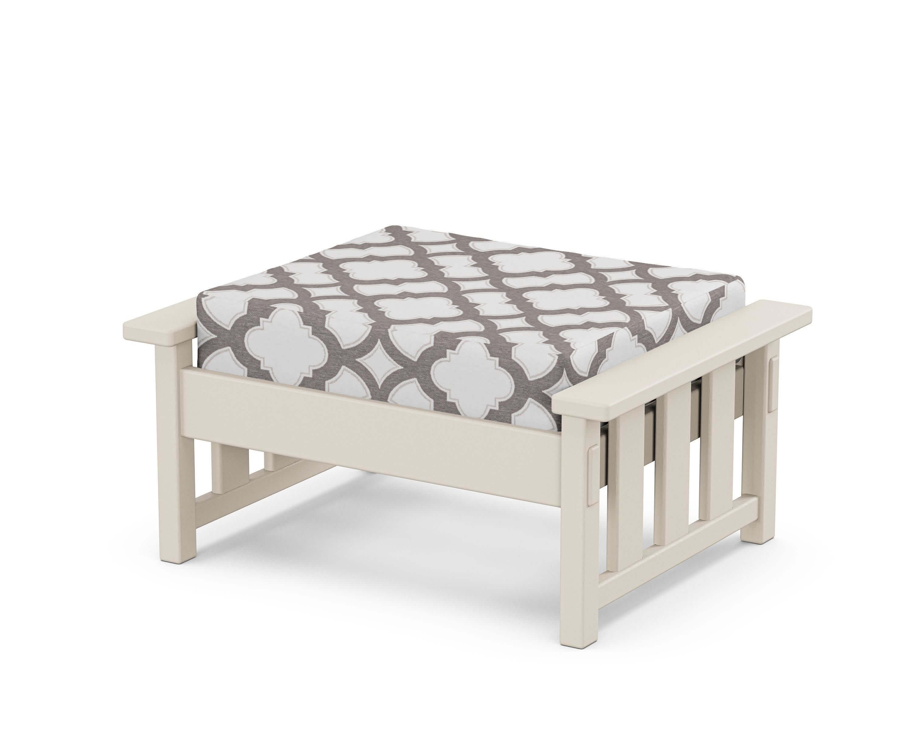 Acadia Deep Seating Ottoman in Sand / Trellis Grey Mist