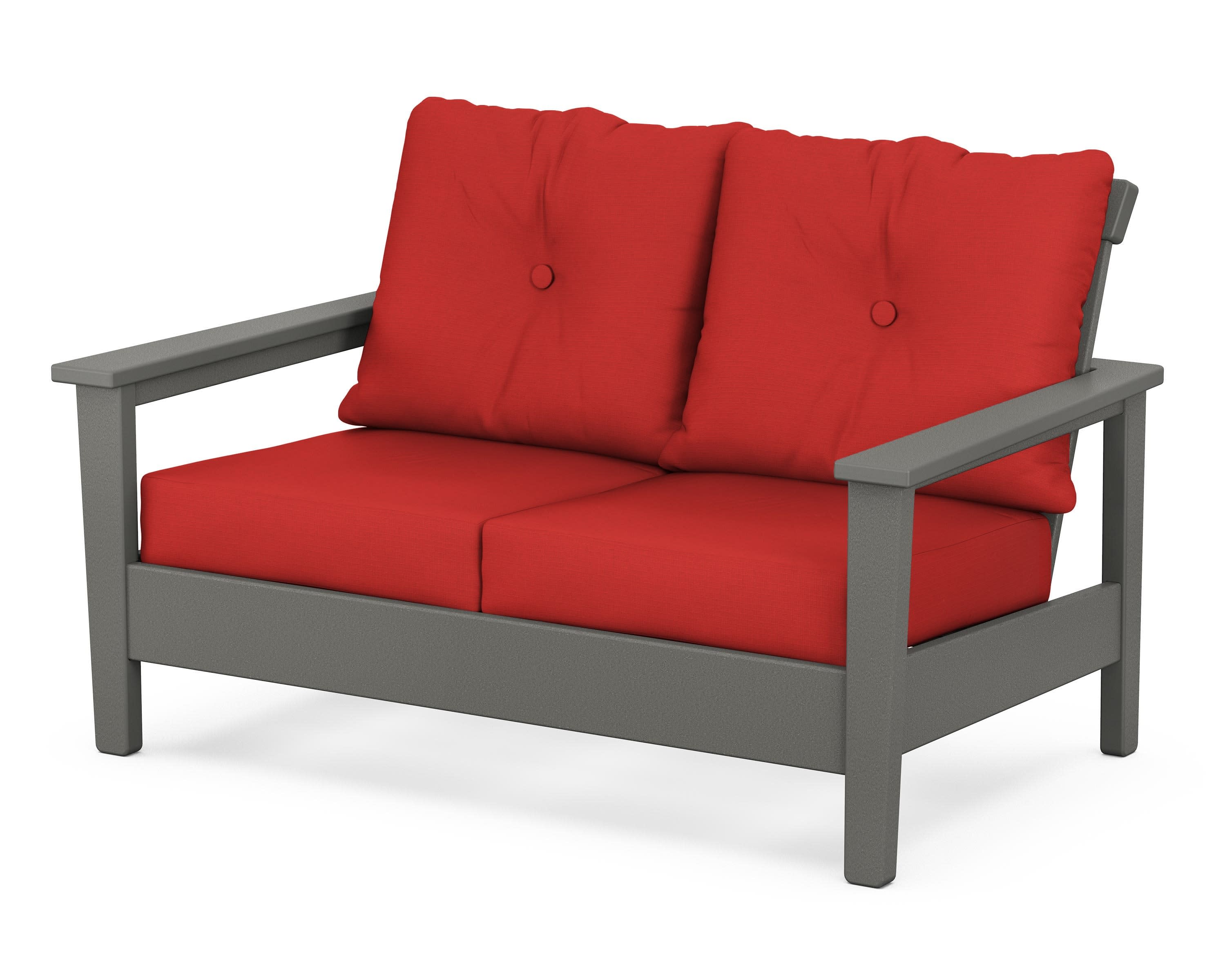 Prescott Deep Seating Loveseat in Slate Grey / Crimson Linen