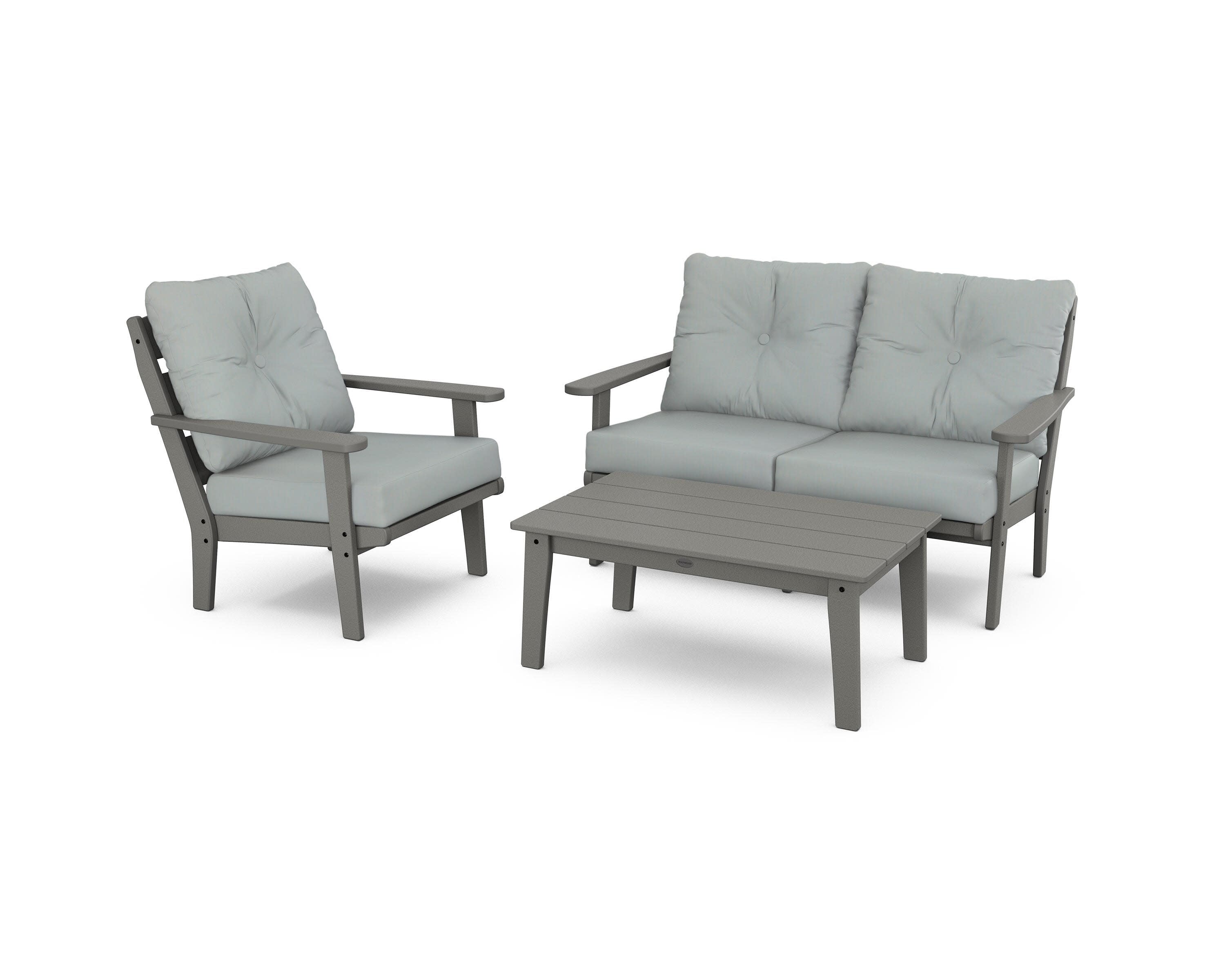 Lakeside 3-Piece Deep Seating Set in Slate Grey / Spa