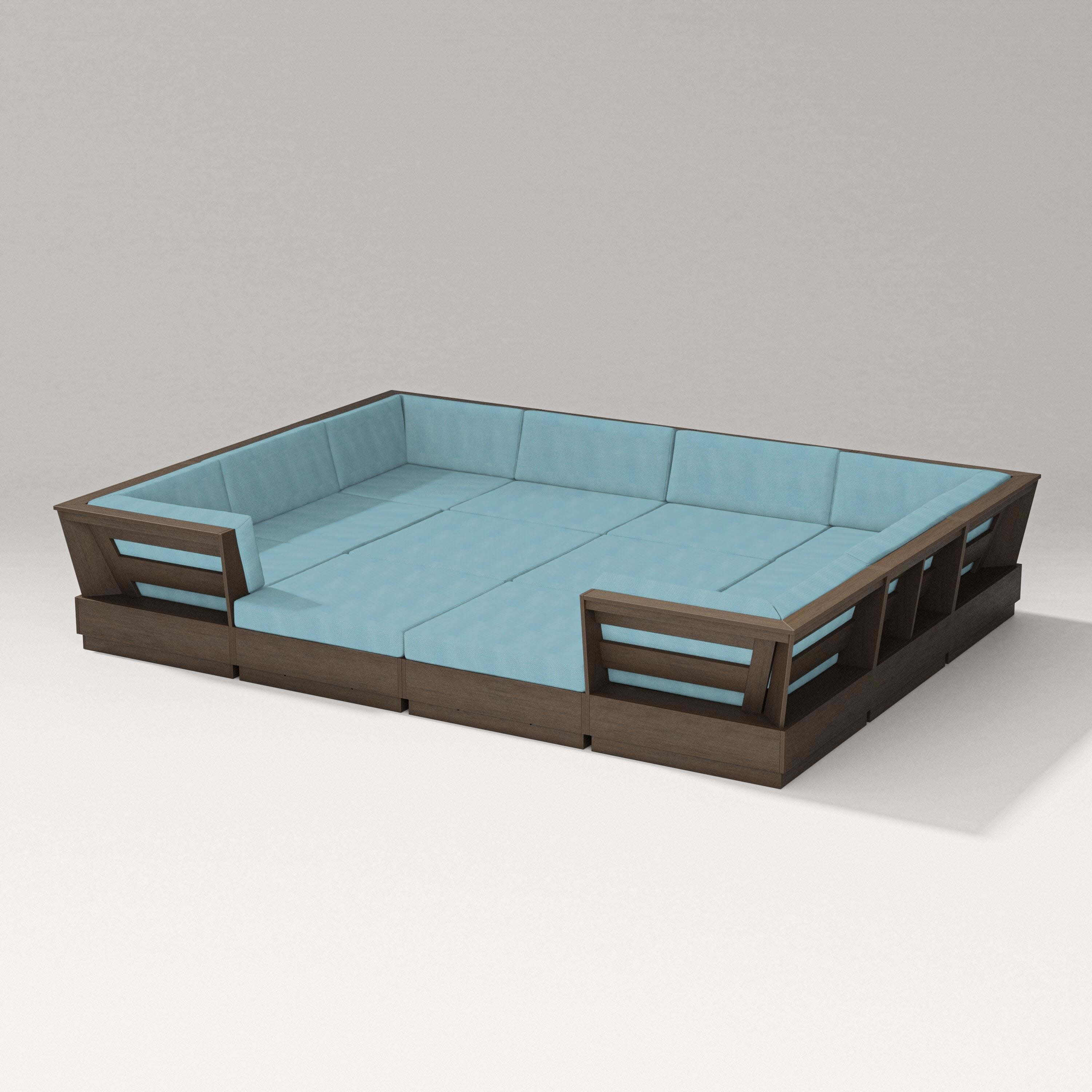 Elevate 12-Piece Pit Sectional in Kona / Lattice Sky Blue