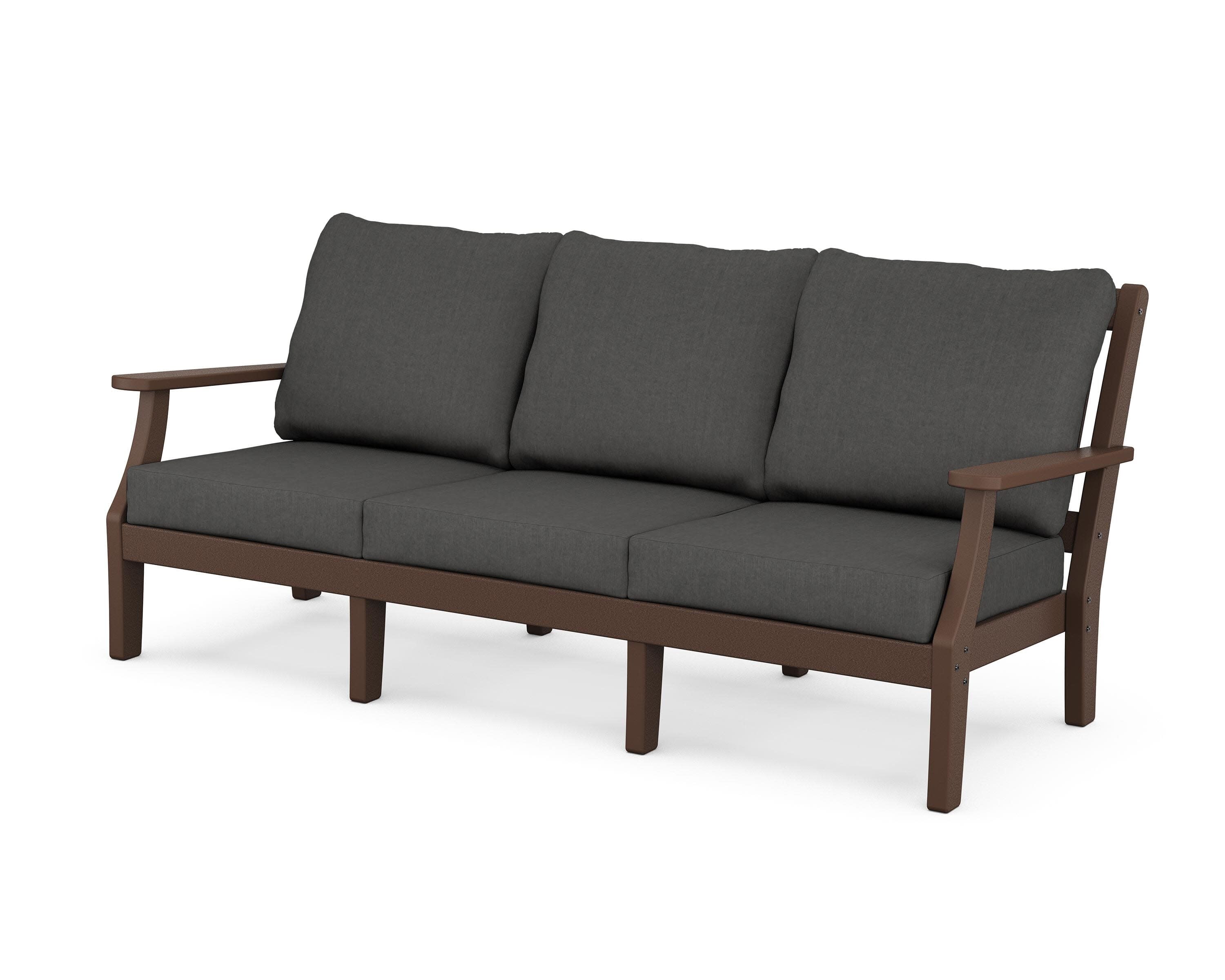 Chinoiserie Deep Seating Sofa in Mahogany / Spectrum Carbon