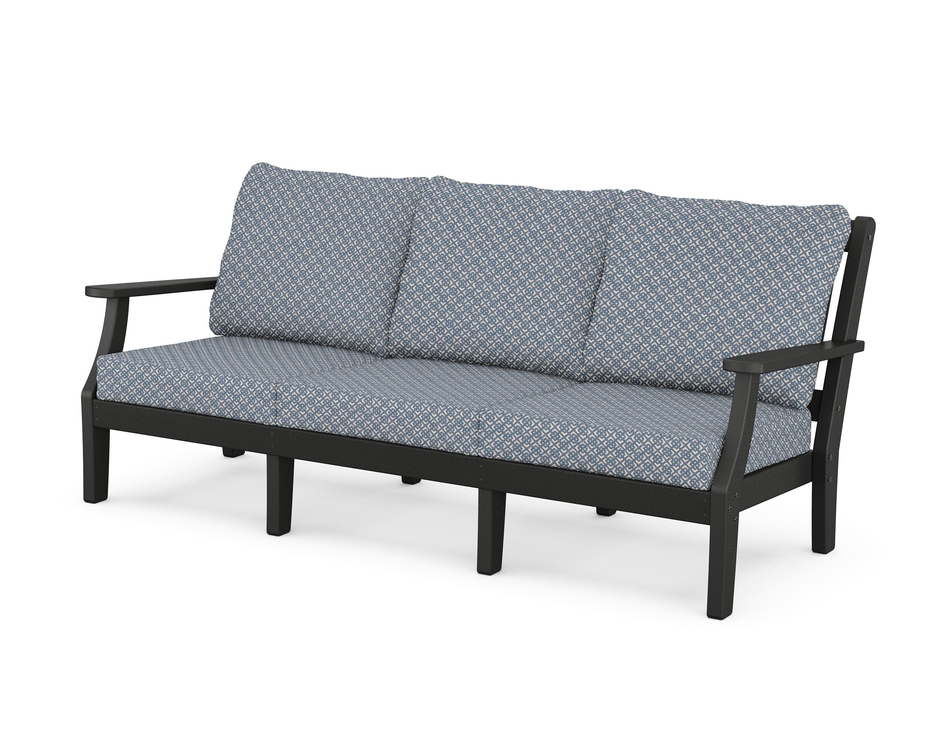 Chinoiserie Deep Seating Sofa in Black / Hopscotch
