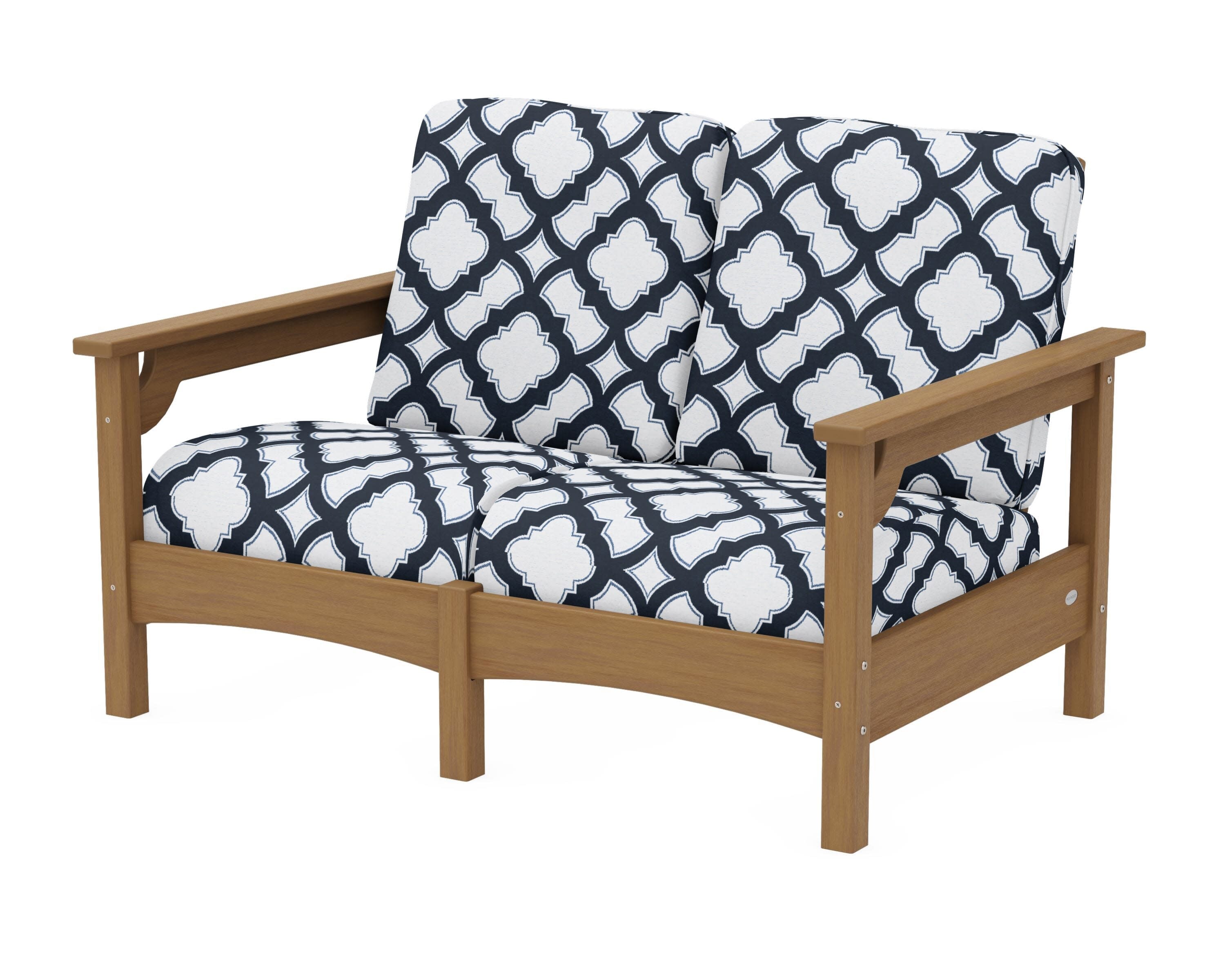 Club Loveseat in Natural / Trellis Marine Indigo