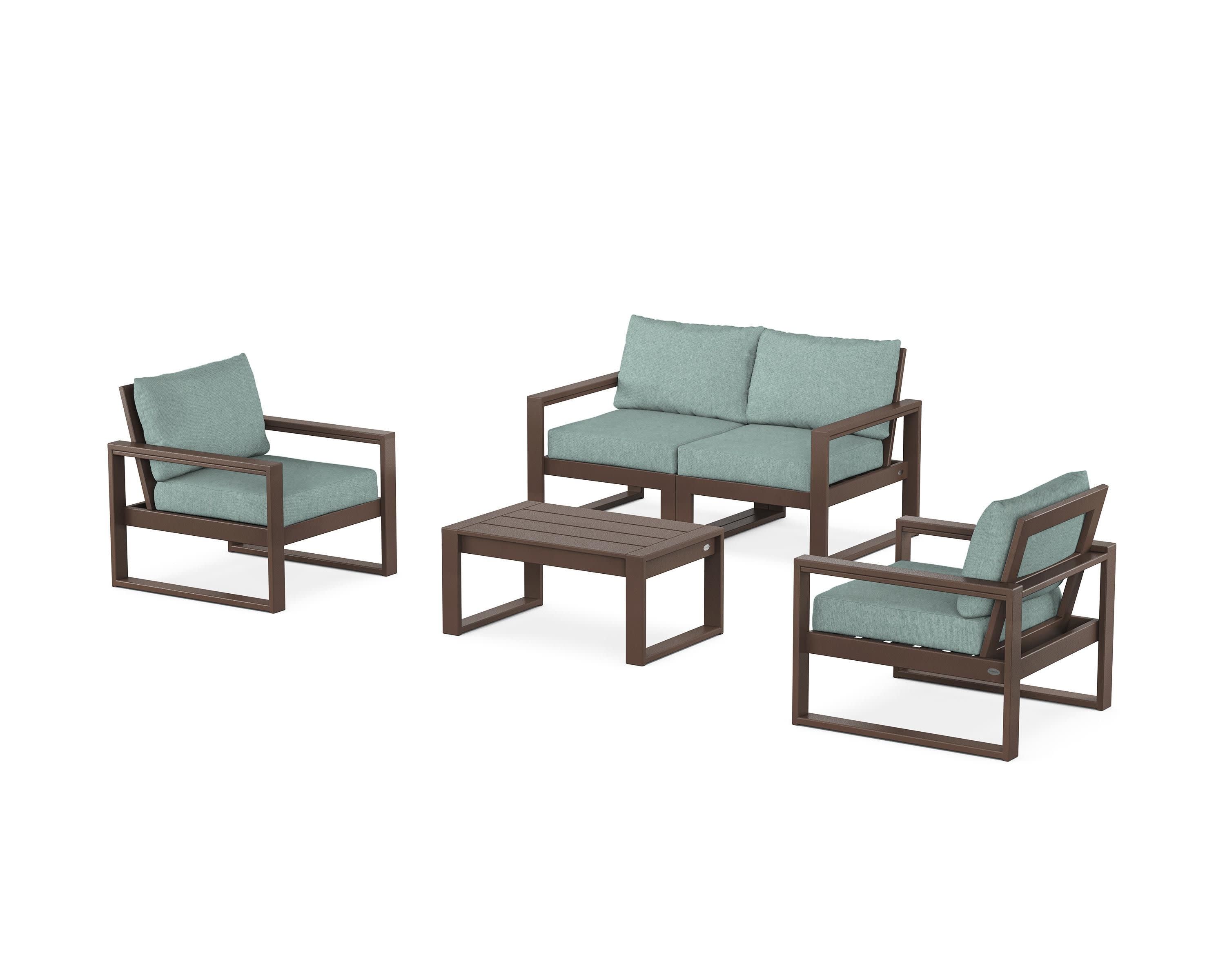 EDGE Sectional 4-Piece Deep Seating Set with Loveseat in Mahogany / Glacier Spa