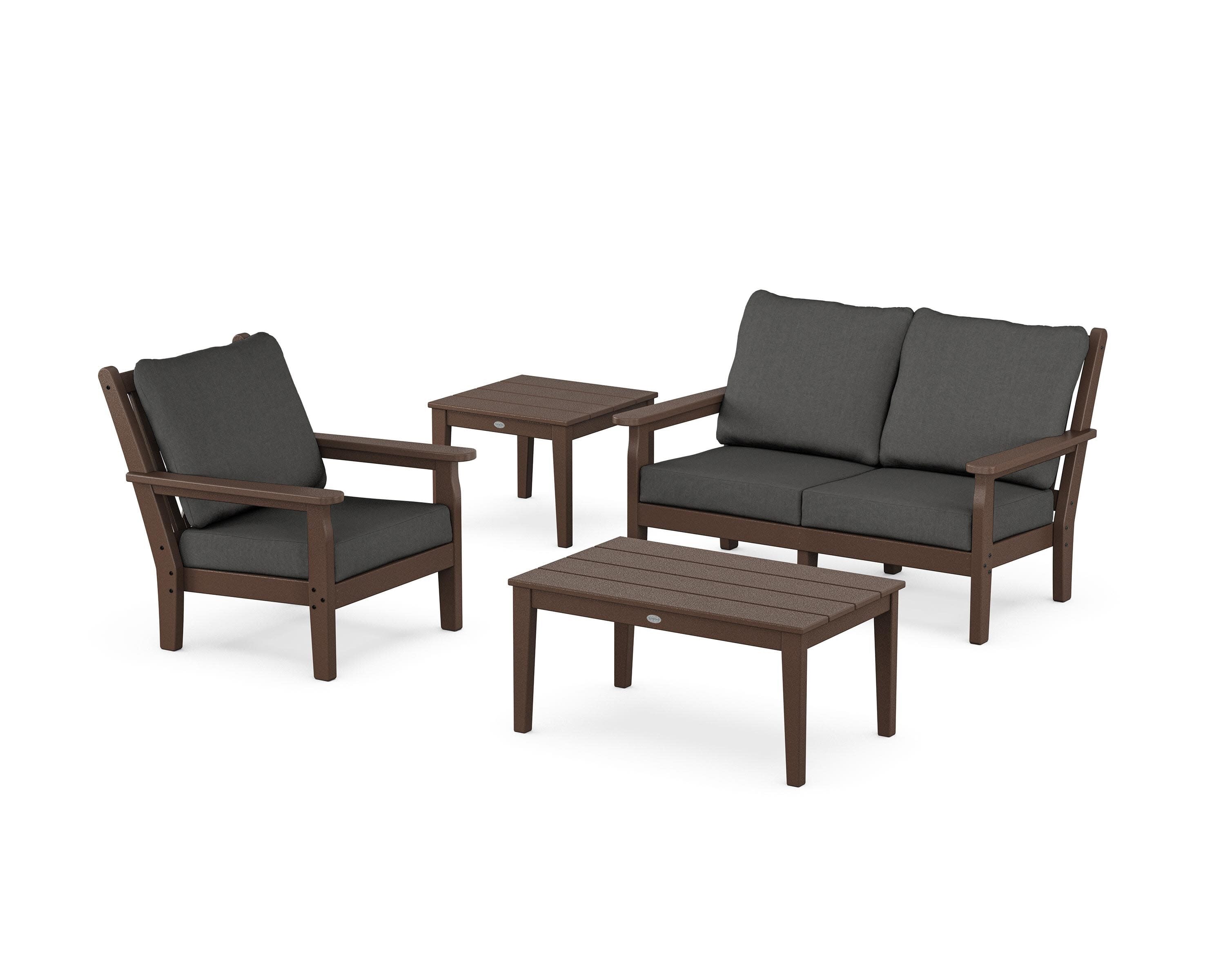 Chippendale 4-Piece Deep Seating Set in Mahogany / Spectrum Carbon