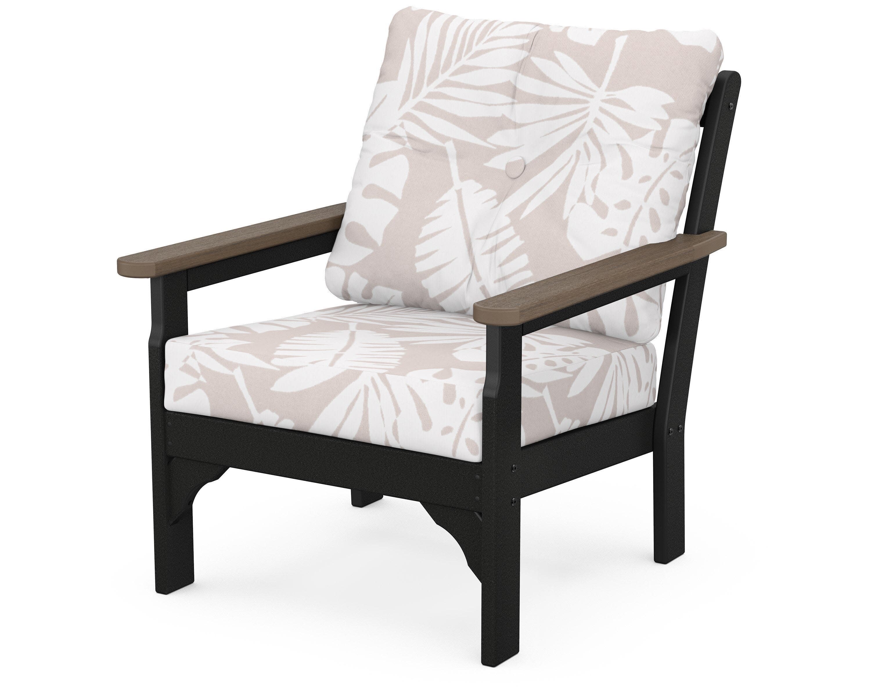 Vineyard Deep Seating Chair in White / Kona / Leaf Dune Burlap