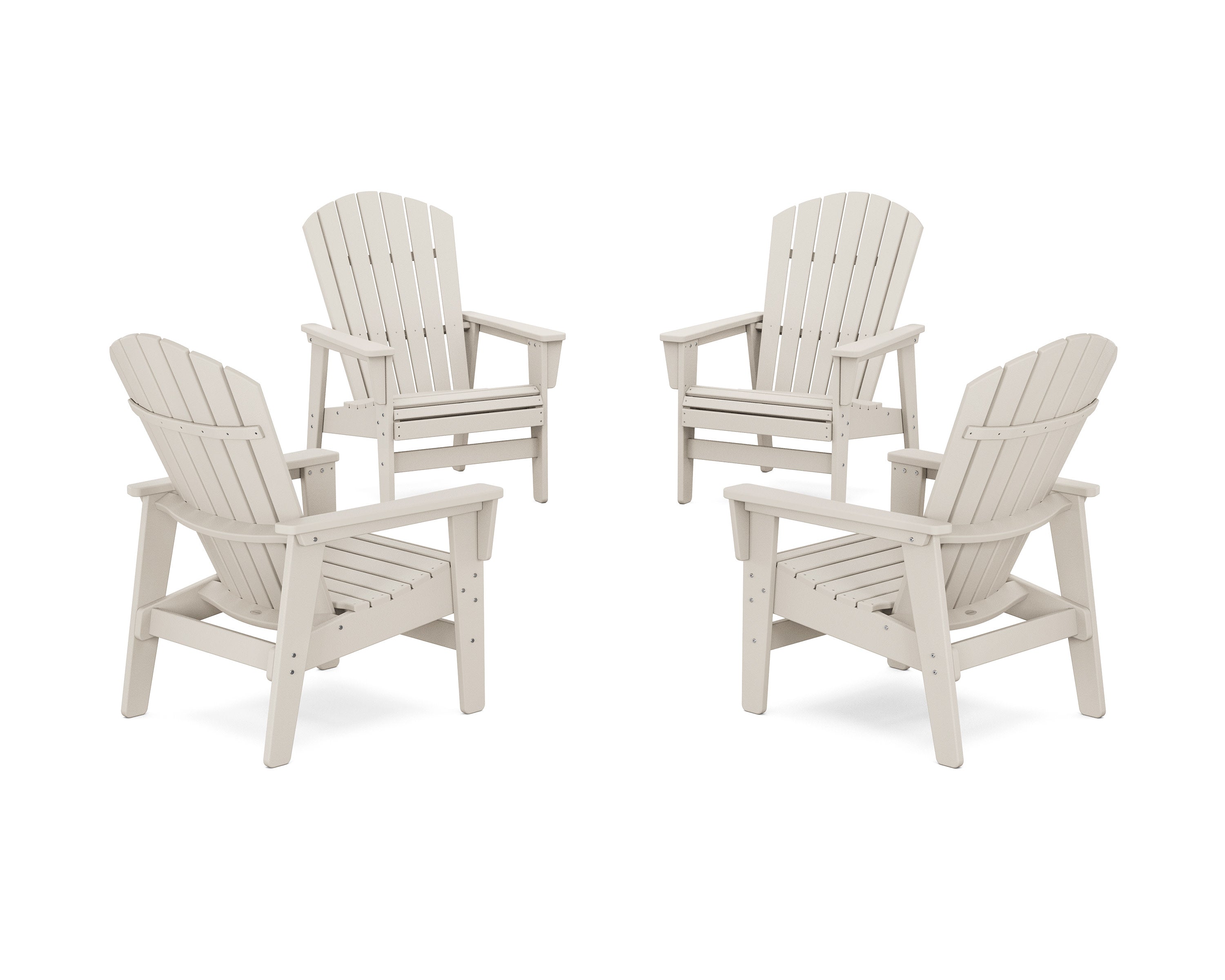 4-Piece Nautical Grand Upright Adirondack Chair Conversation Set in Sand