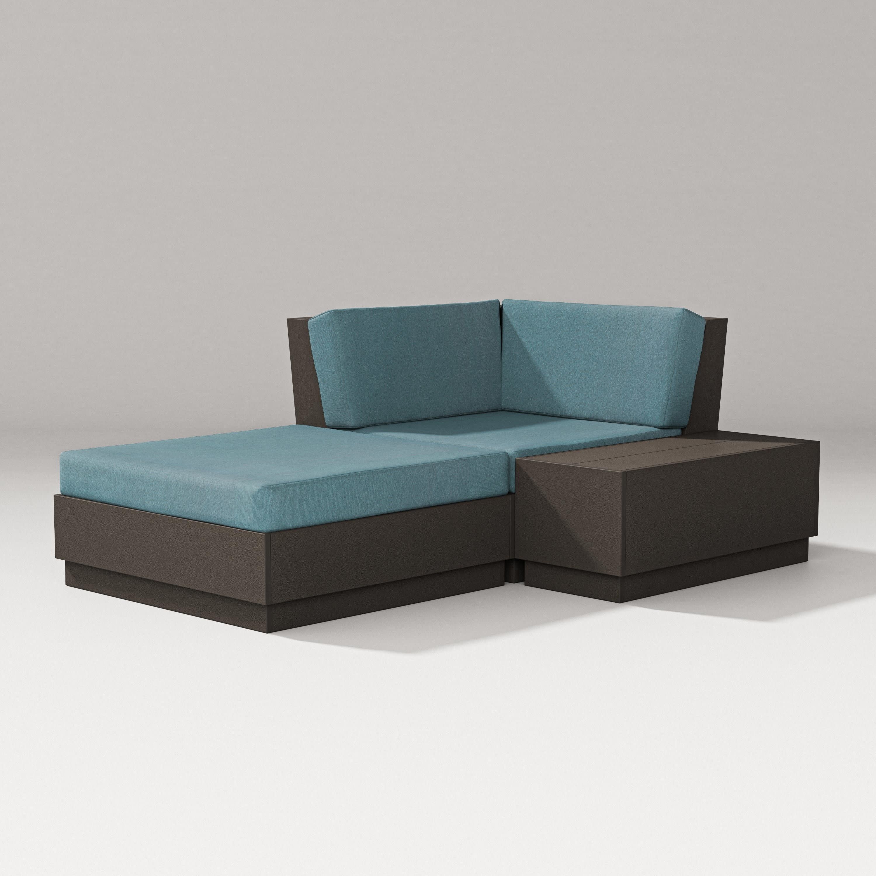 Elevate Corner Chaise in Vintage Coffee / Ocean Teal