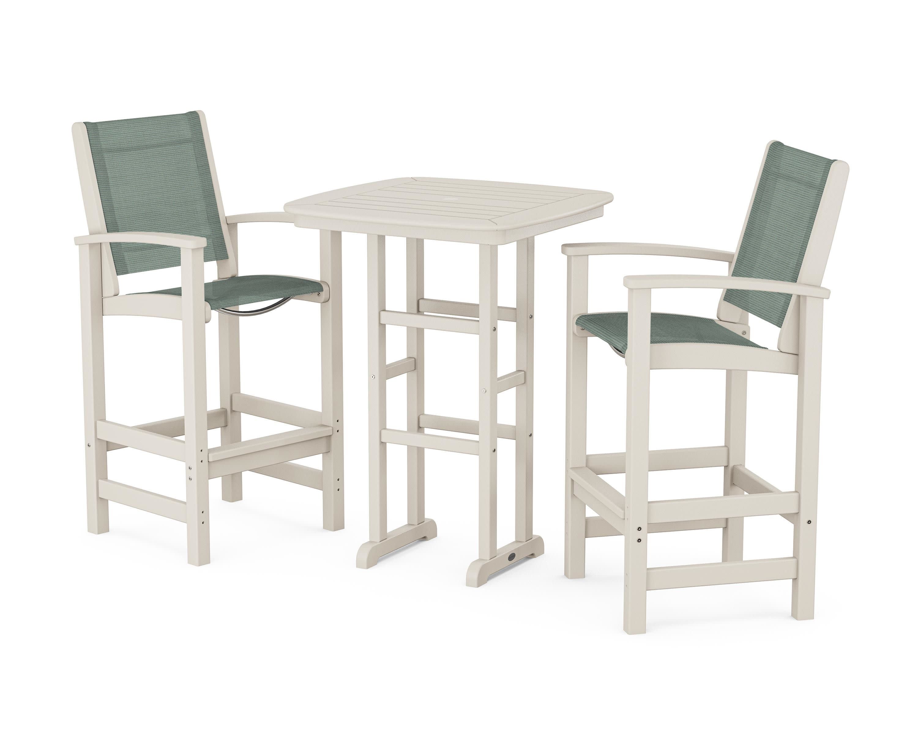 Coastal 3-Piece Bar Set in Sand / Dupioni Sea Mist Sling