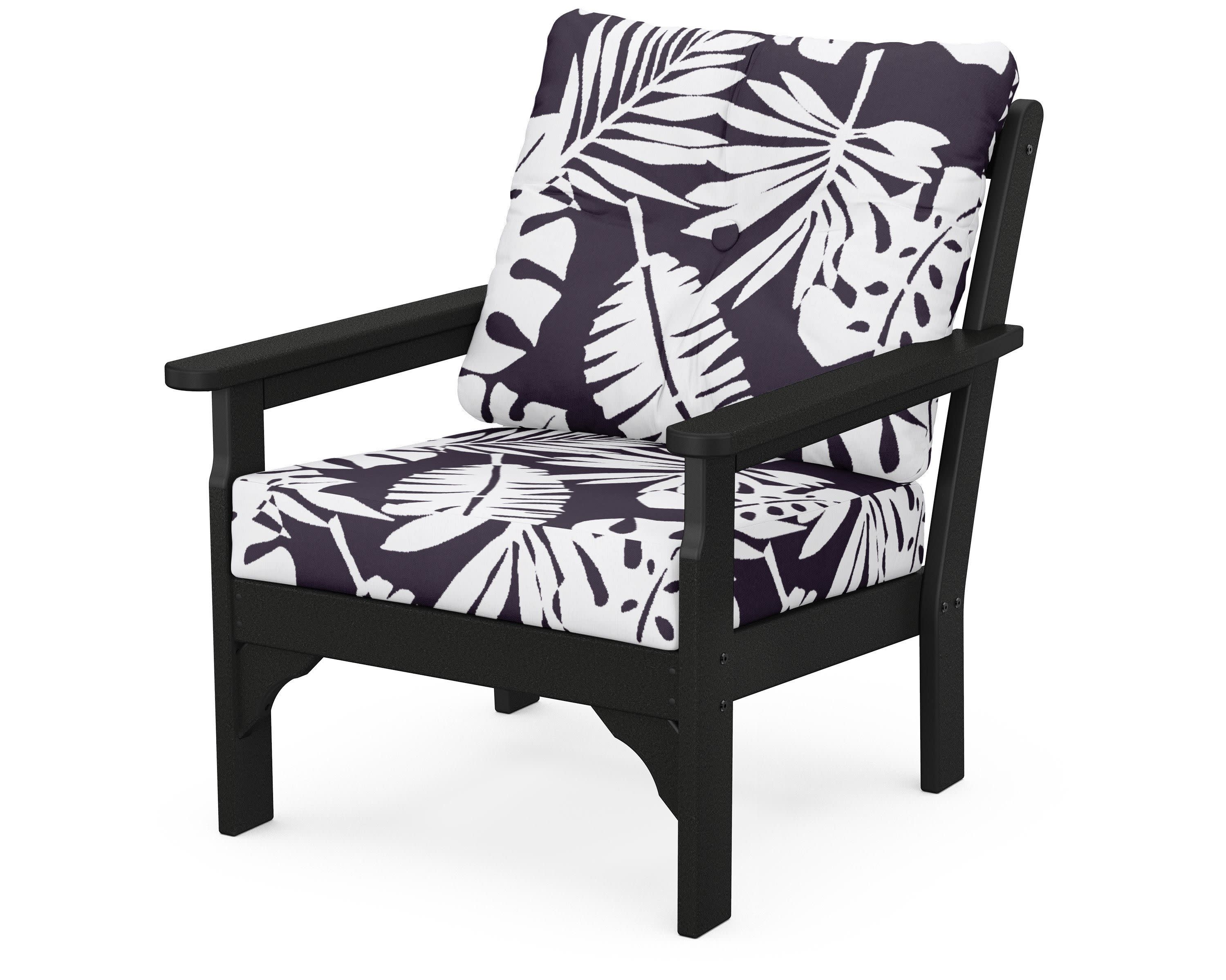 Vineyard Deep Seating Chair in Black / Leaf Navy