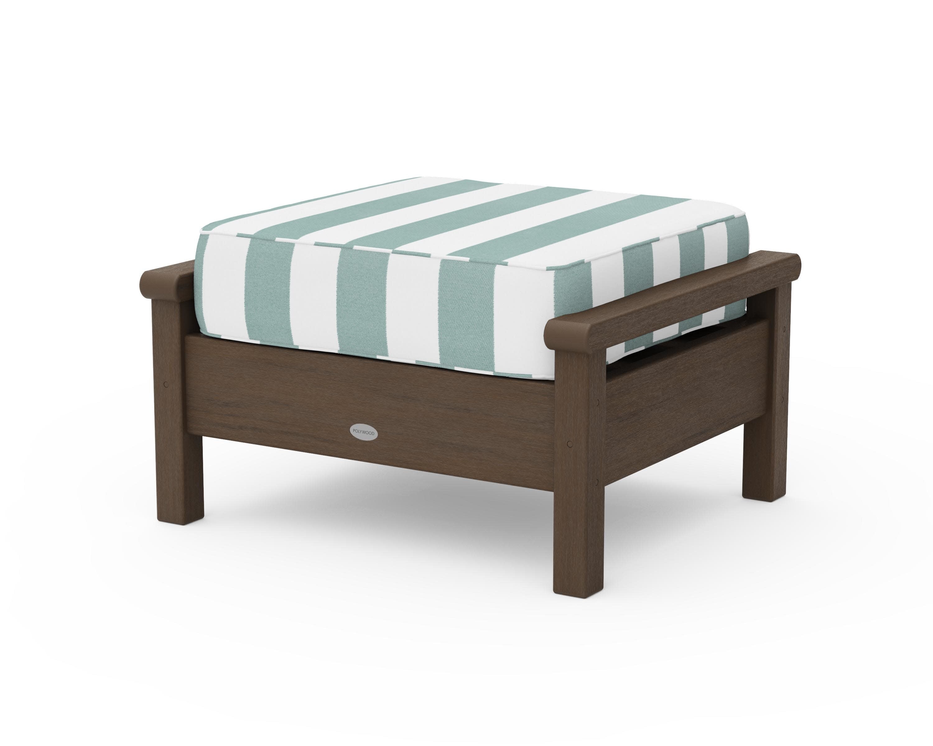 Harbour Deep Seating Ottoman in Kona / Cabana Stripe Glacier Spa