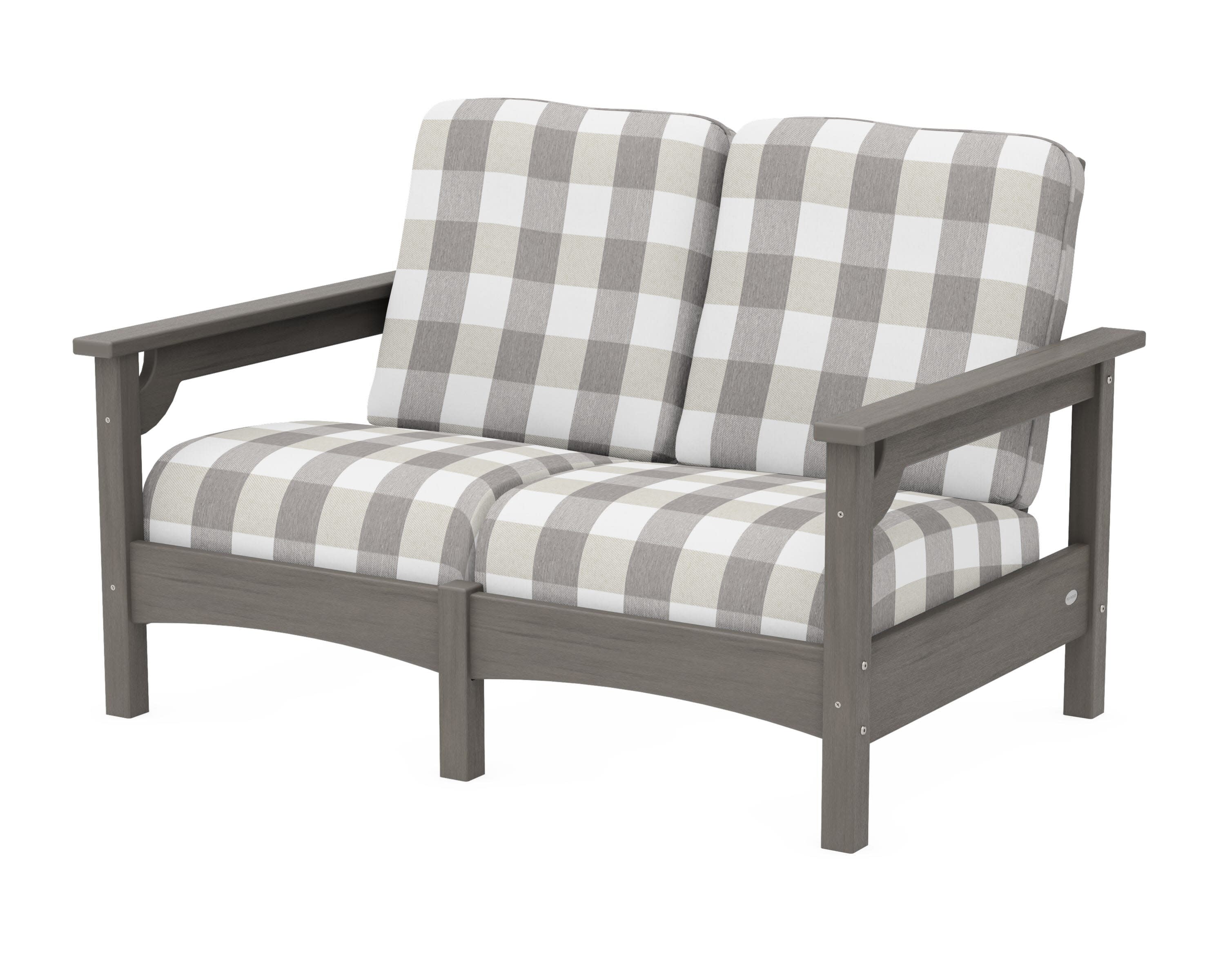 Club Loveseat in Driftwood / Buffalo Plaid Grey Mist