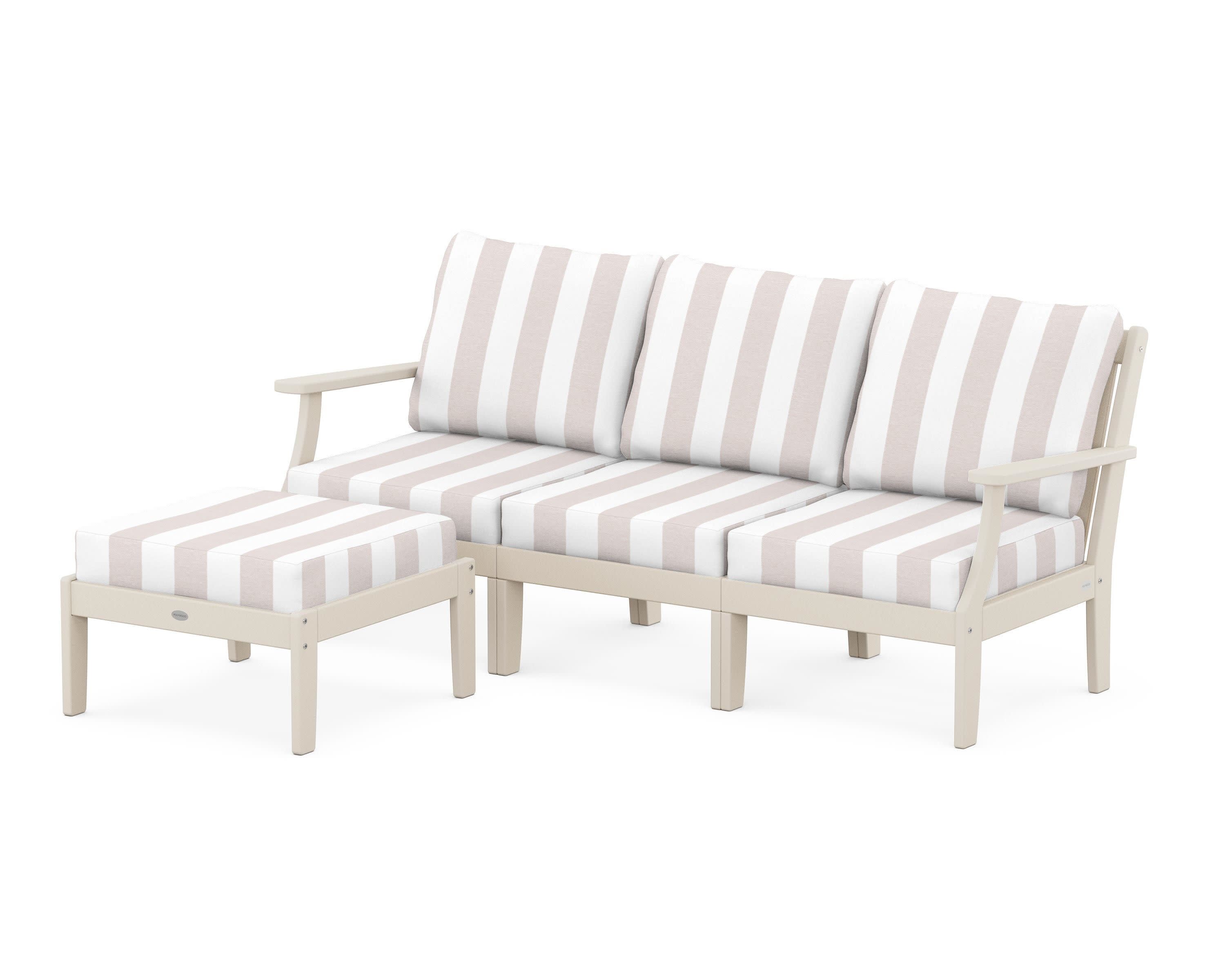 Braxton Modular 4-Piece Deep Seating Set with Ottoman in Sand / Cabana Stripe Dune Burlap
