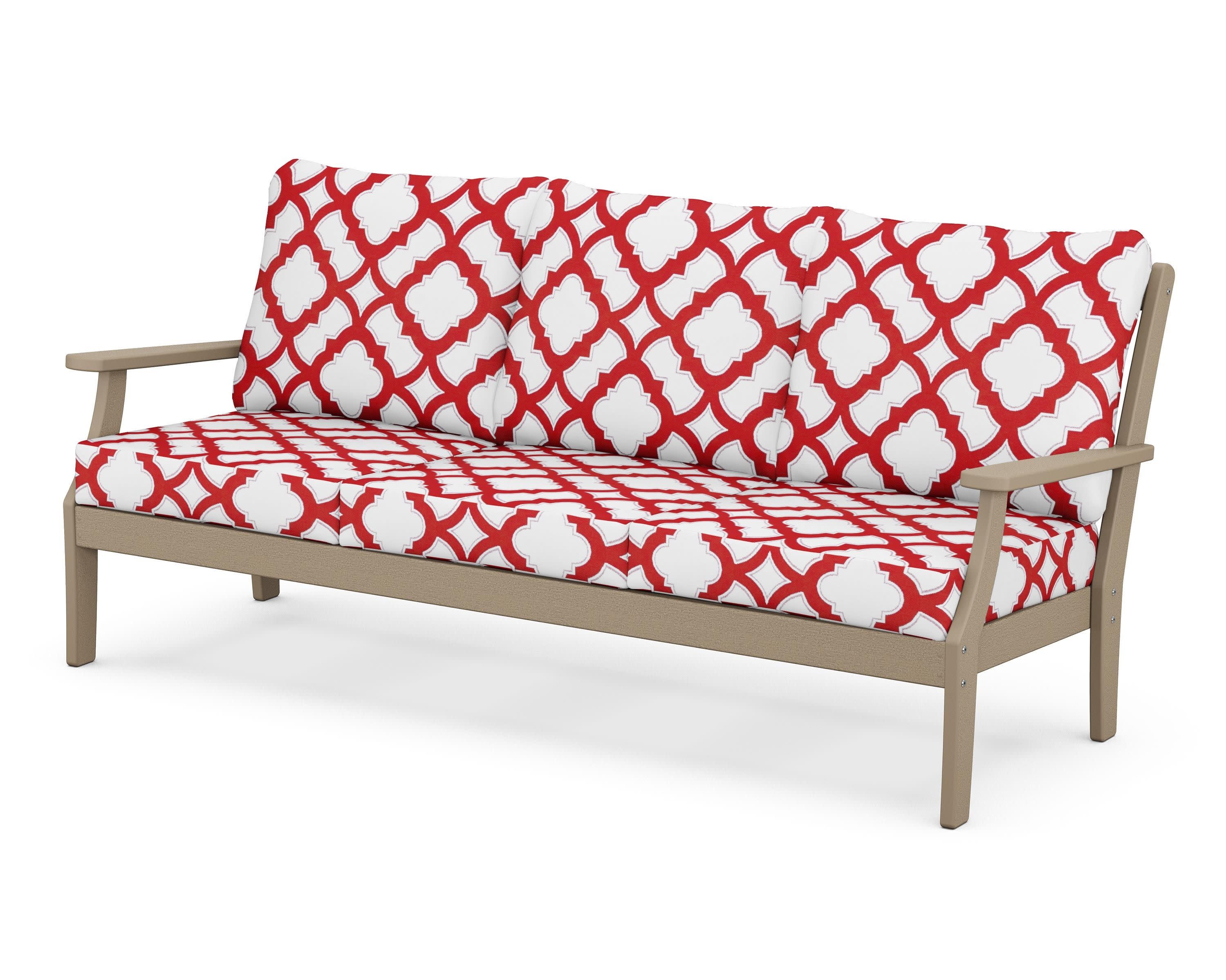 Braxton Deep Seating Sofa in Vintage Sahara / Trellis Crimson