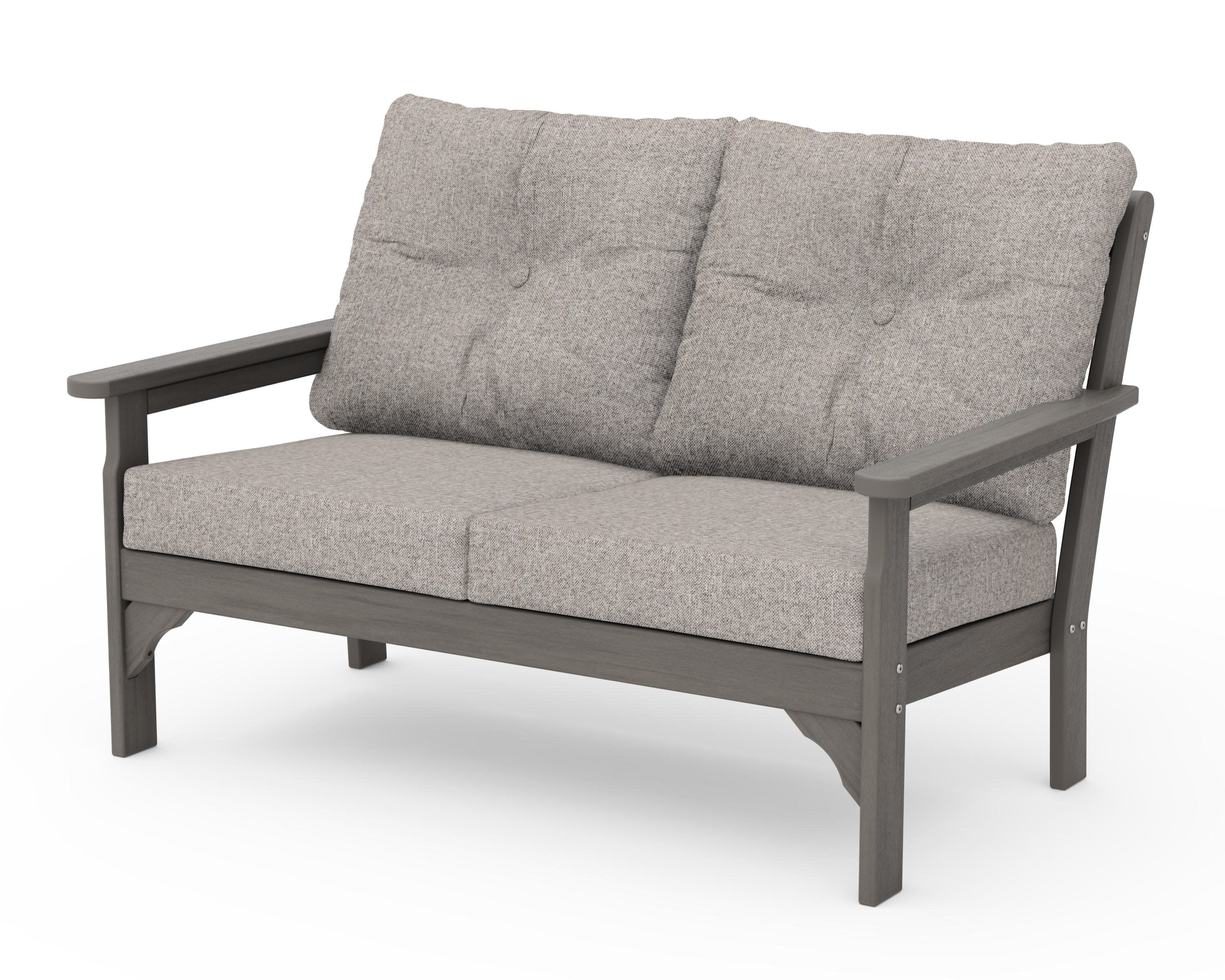 Vineyard Deep Seating Loveseat in Driftwood / Weathered Tweed