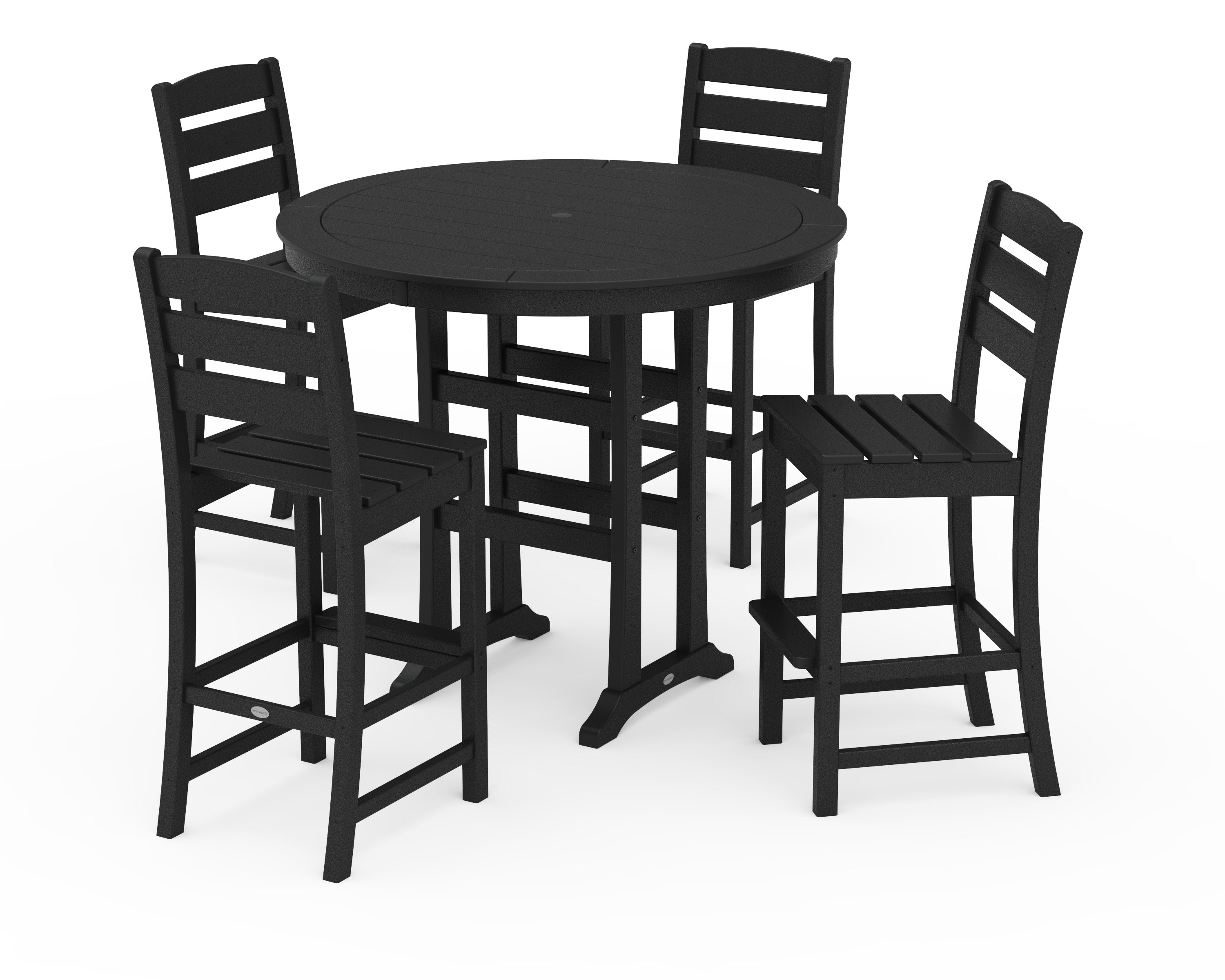 Lakeside 5-Piece Round Farmhouse Side Chair Bar Set in Black
