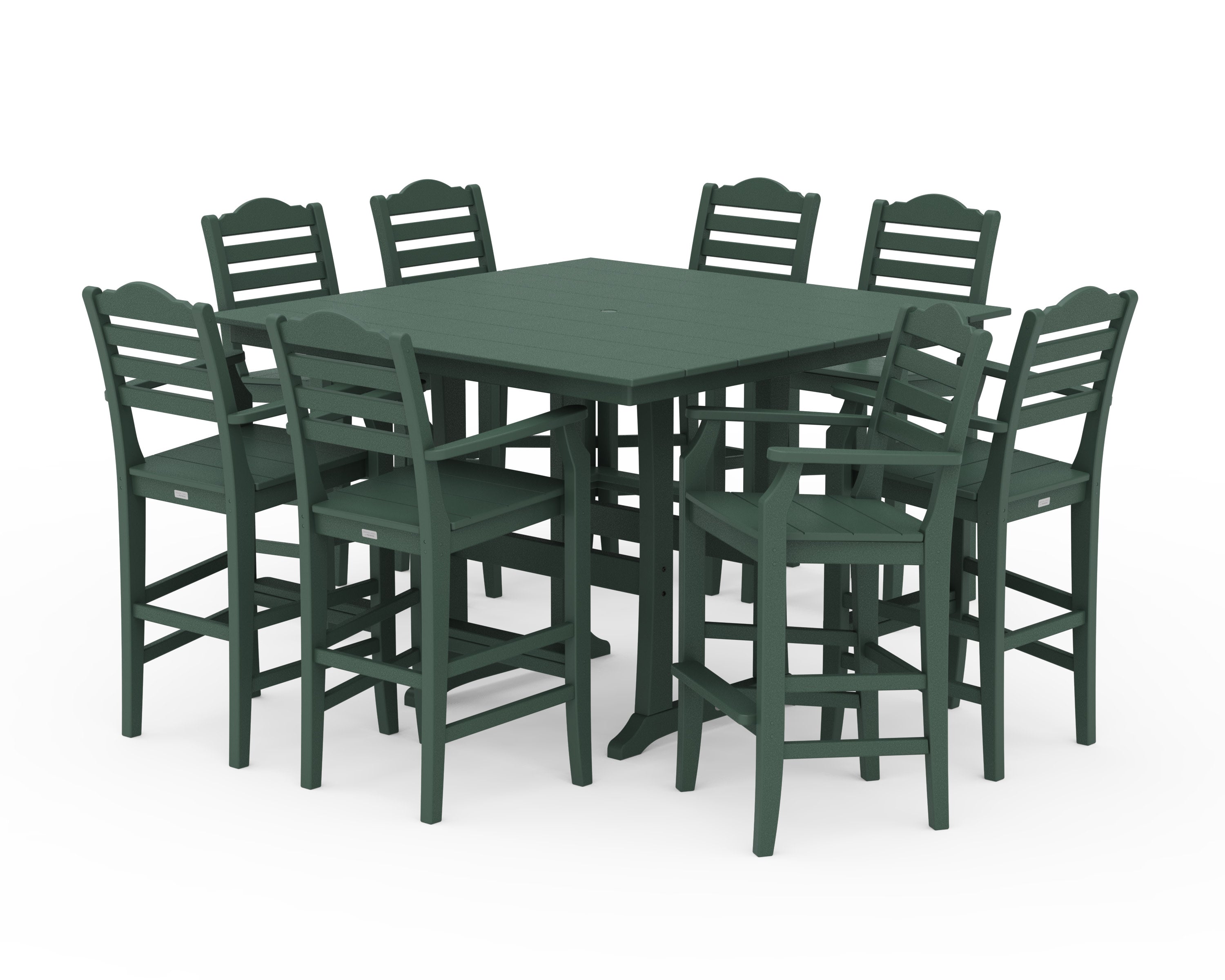 Savannah 9-Piece Square Farmhouse Bar Set with Trestle Legs in Green