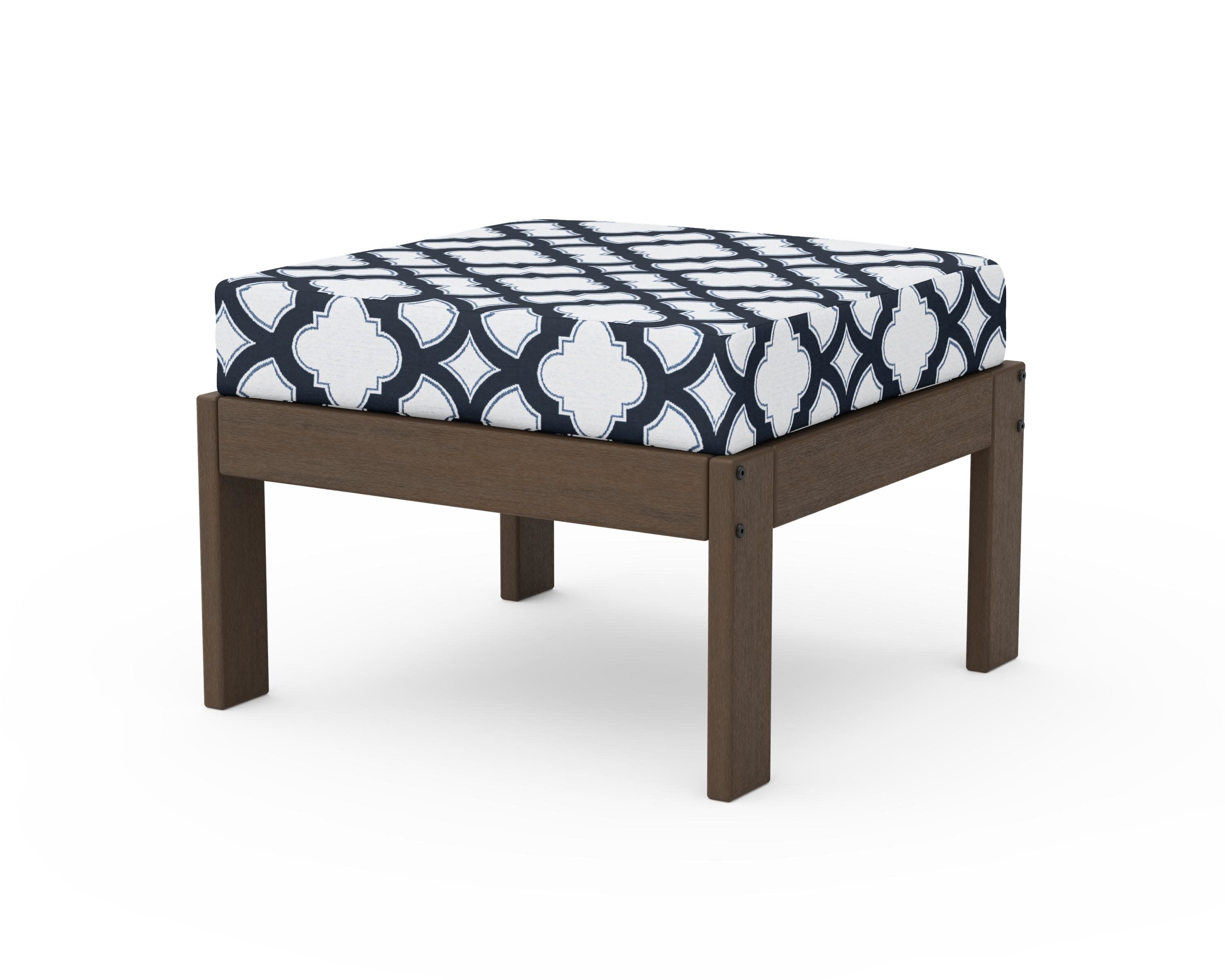 Vineyard Modular Ottoman in Kona / Trellis Marine Indigo