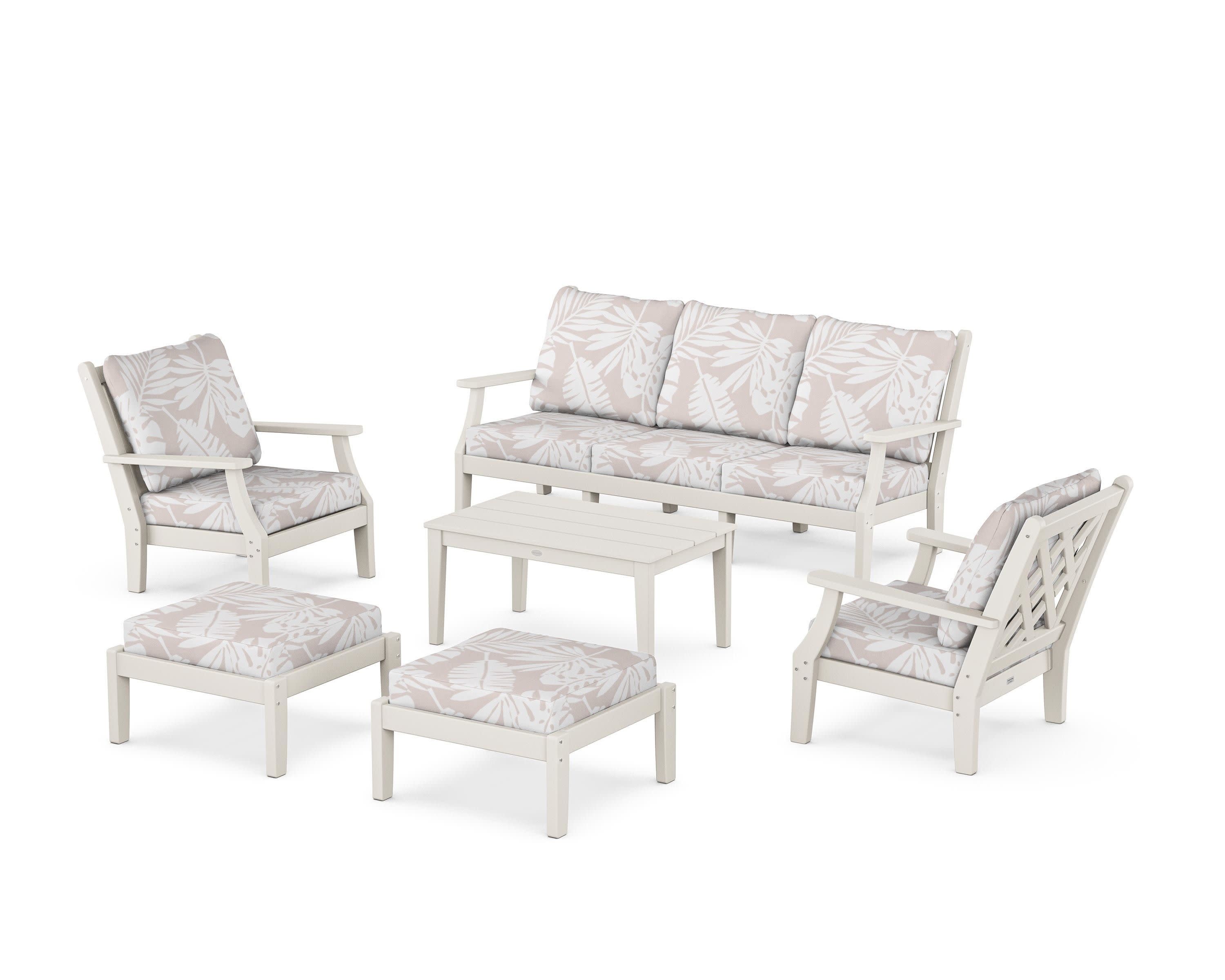 Wovendale 6-Piece Lounge Sofa Set in Sand / Leaf Dune Burlap