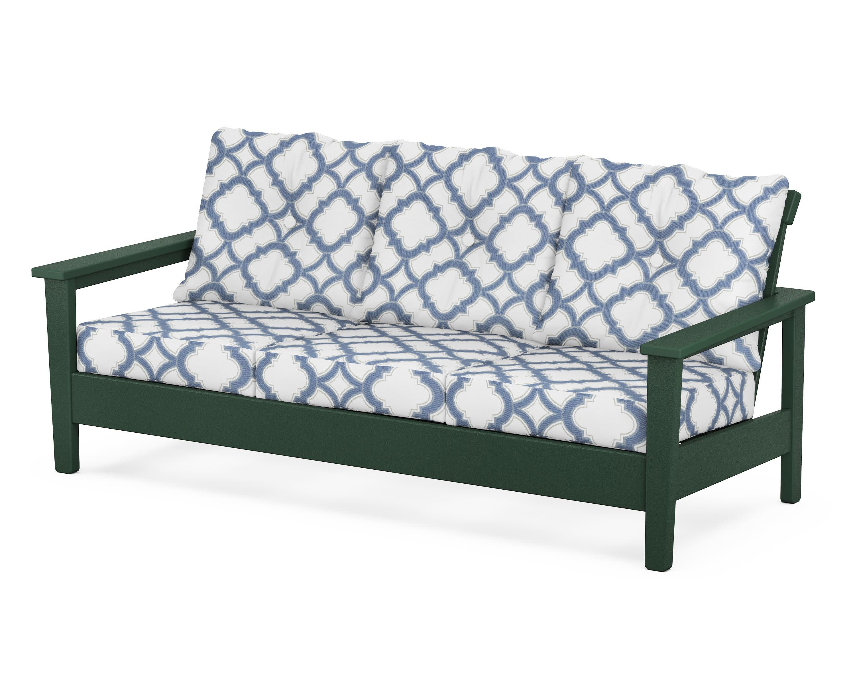 Prescott Deep Seating Sofa in Green / Trellis Sky Blue