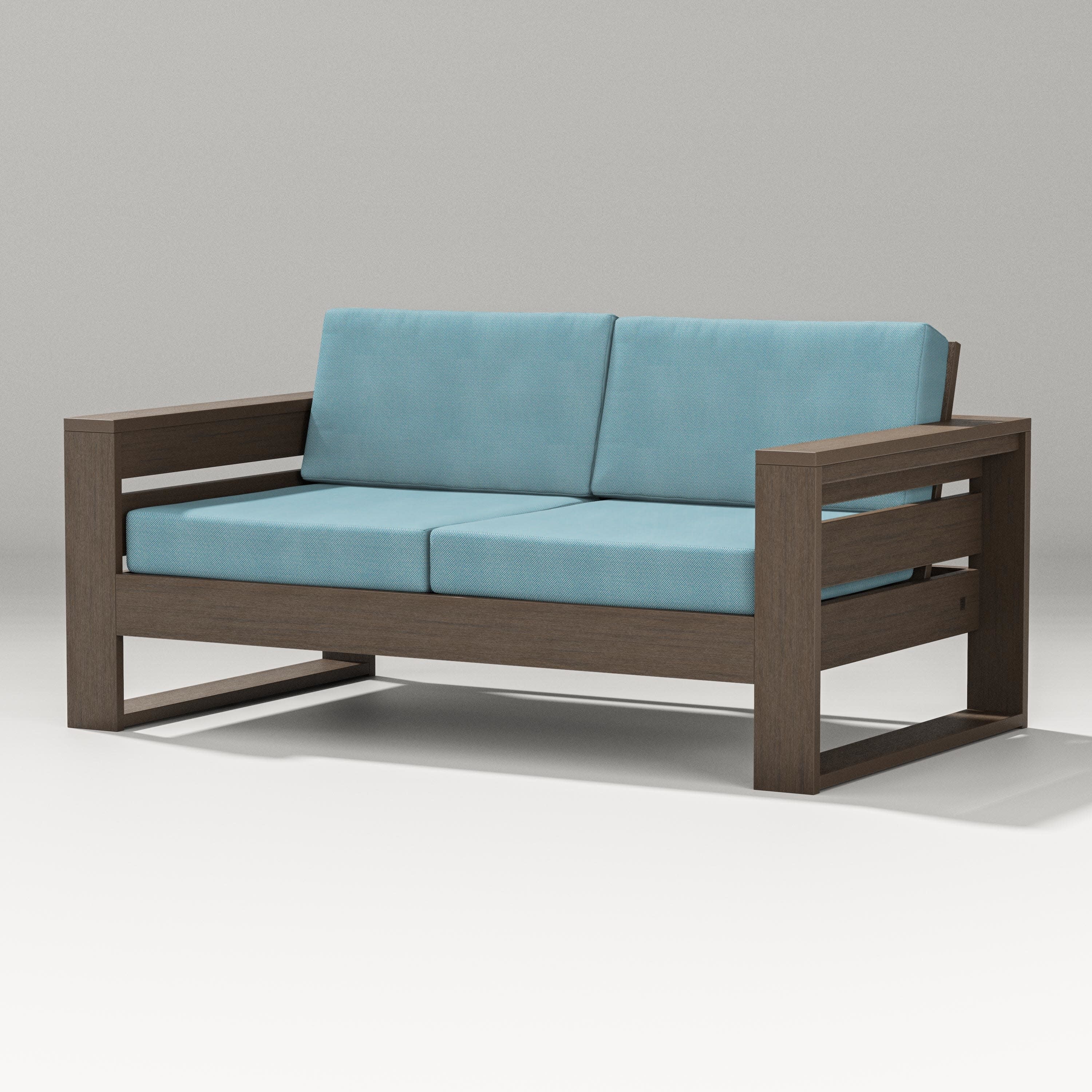 Latitude Loveseat in Kona / Lattice Sky Blue