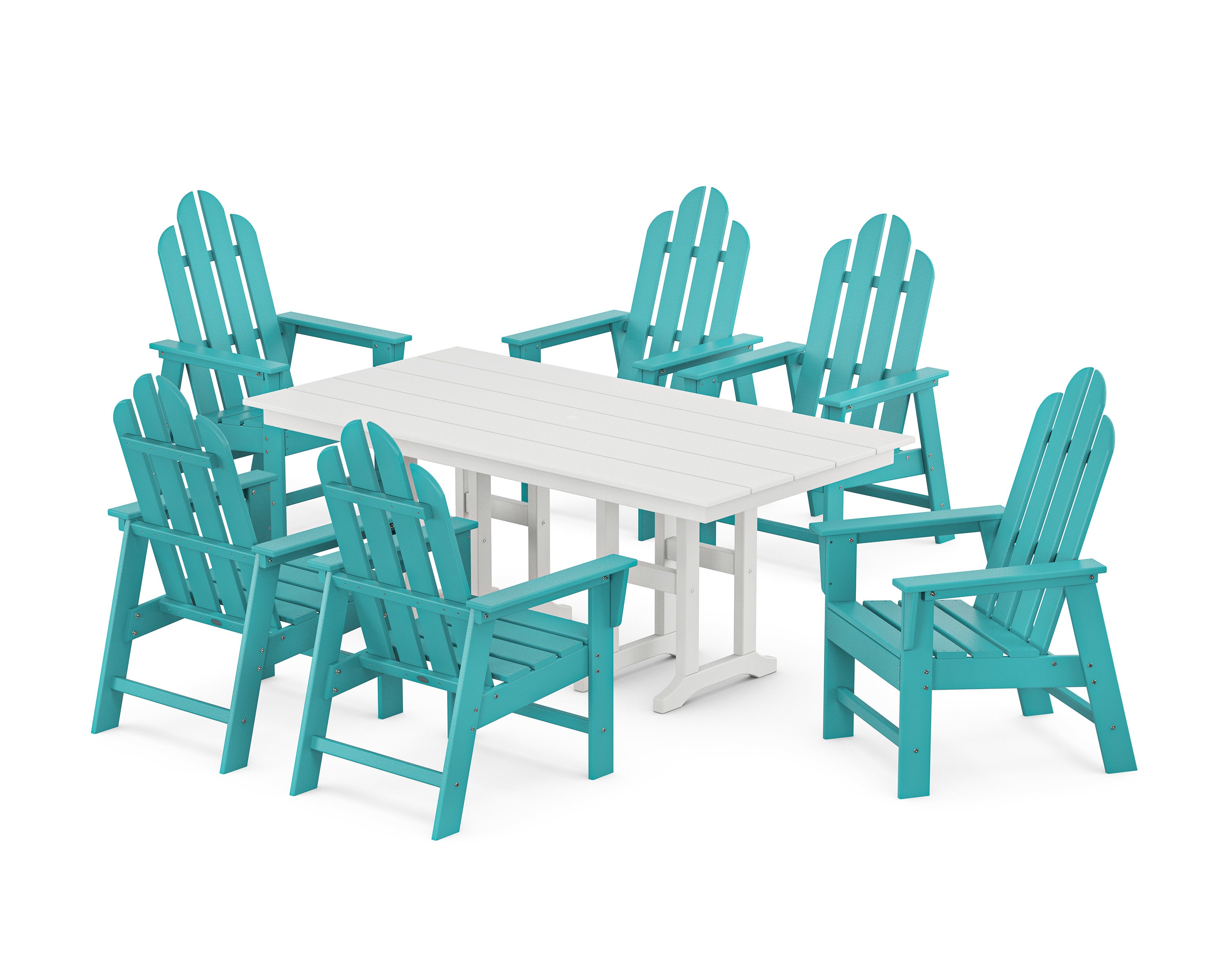 Long Island 7-Piece Farmhouse Dining Set in Aruba / White