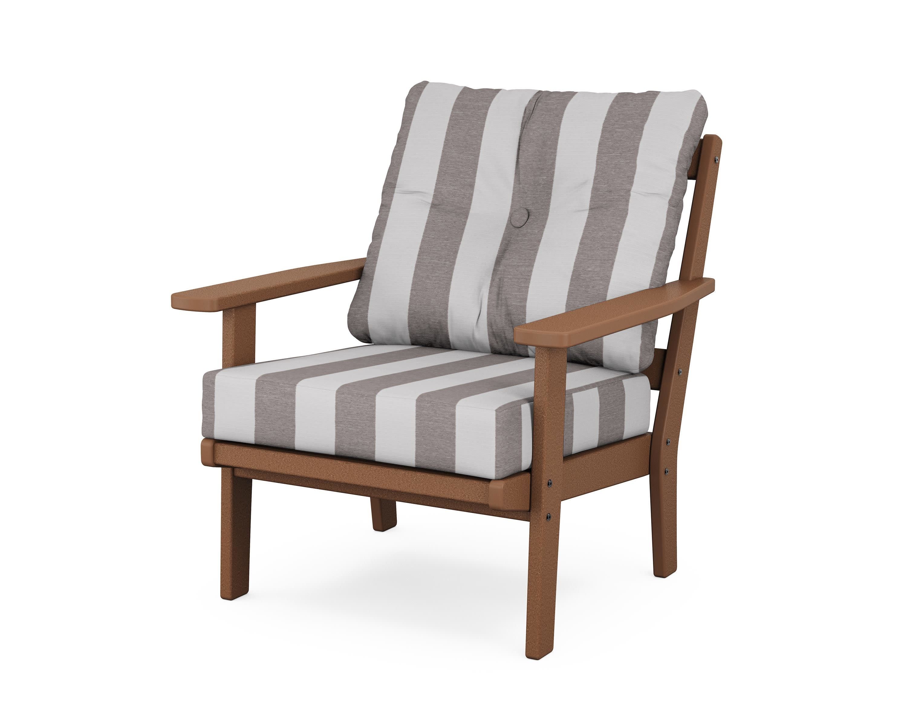 Oxford Deep Seating Chair in Teak / Cabana Stripe Grey Mist