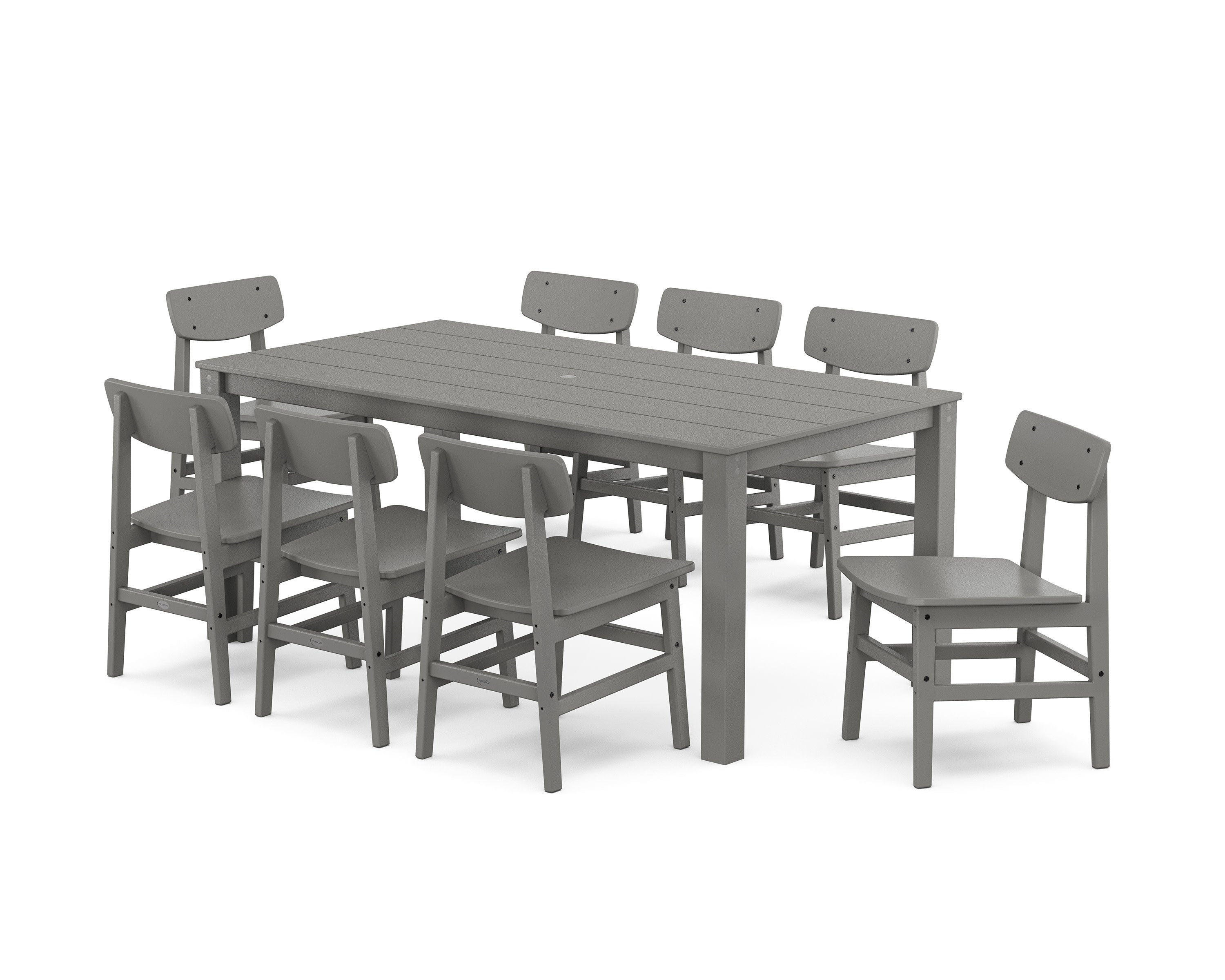 Modern Studio Urban Chair 9-Piece Parsons Dining Set in Slate Grey