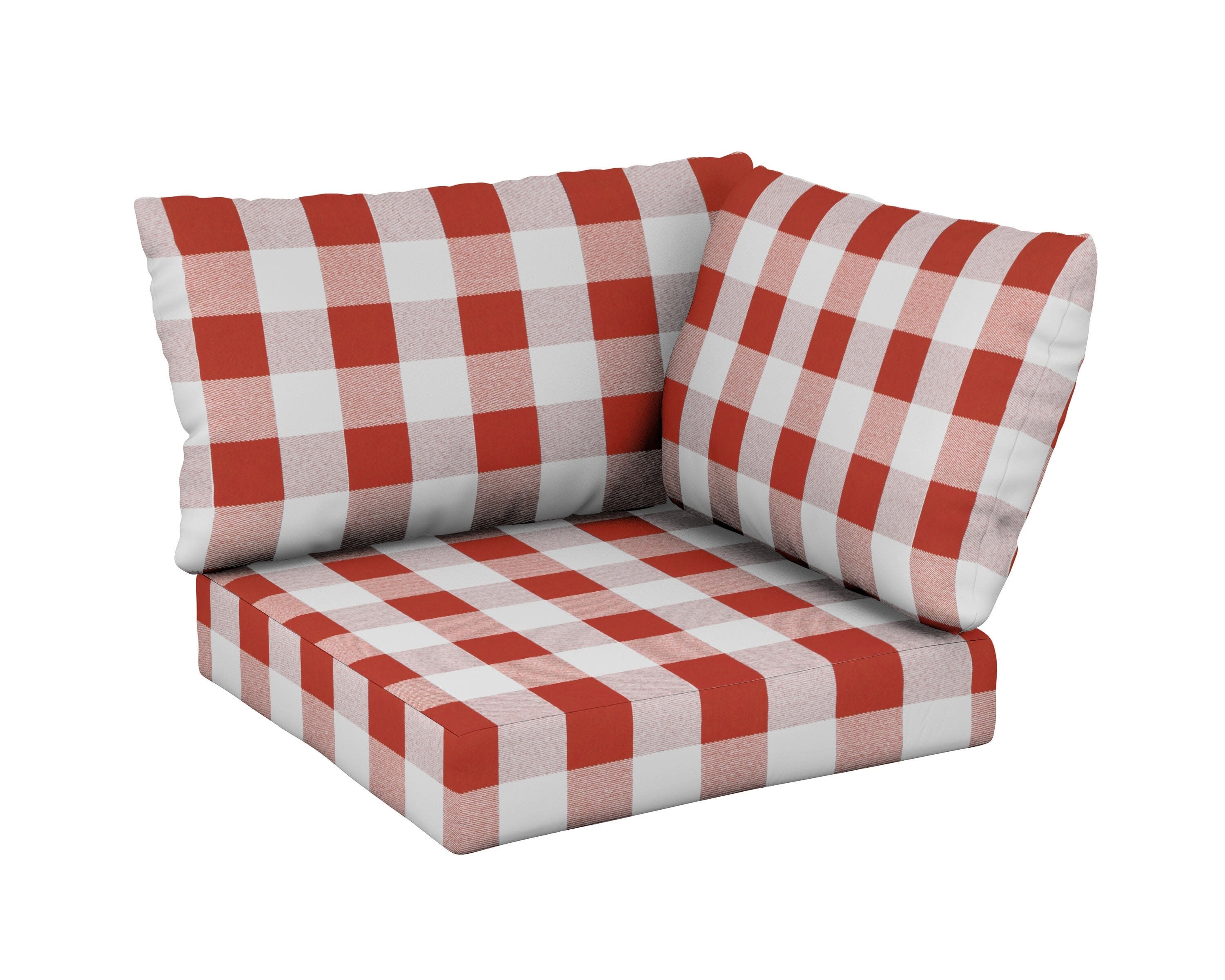 Modular Corner Cushion Set in Buffalo Plaid Crimson