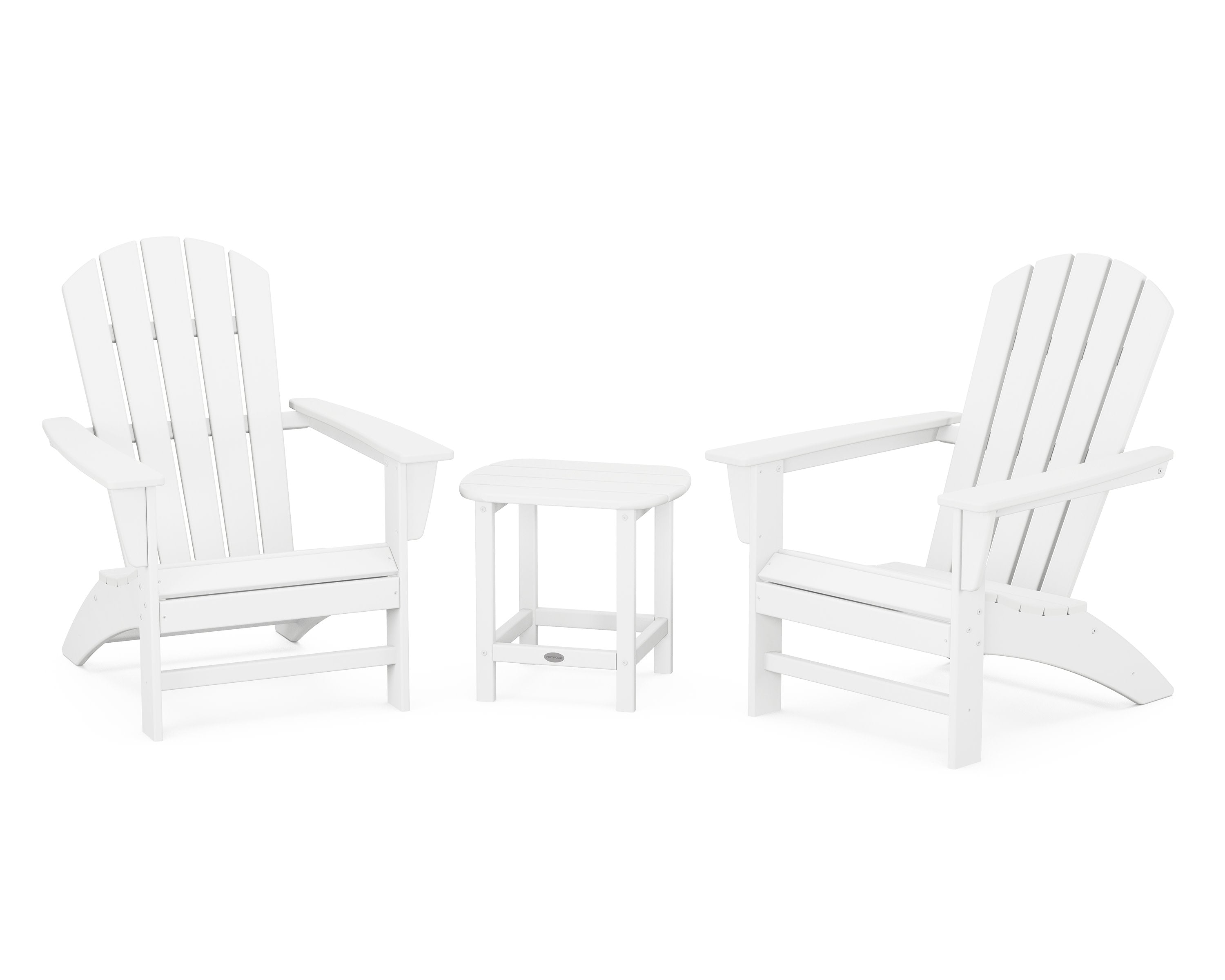 Nautical 3-Piece Adirondack Set with South Beach 18" Side Table in White