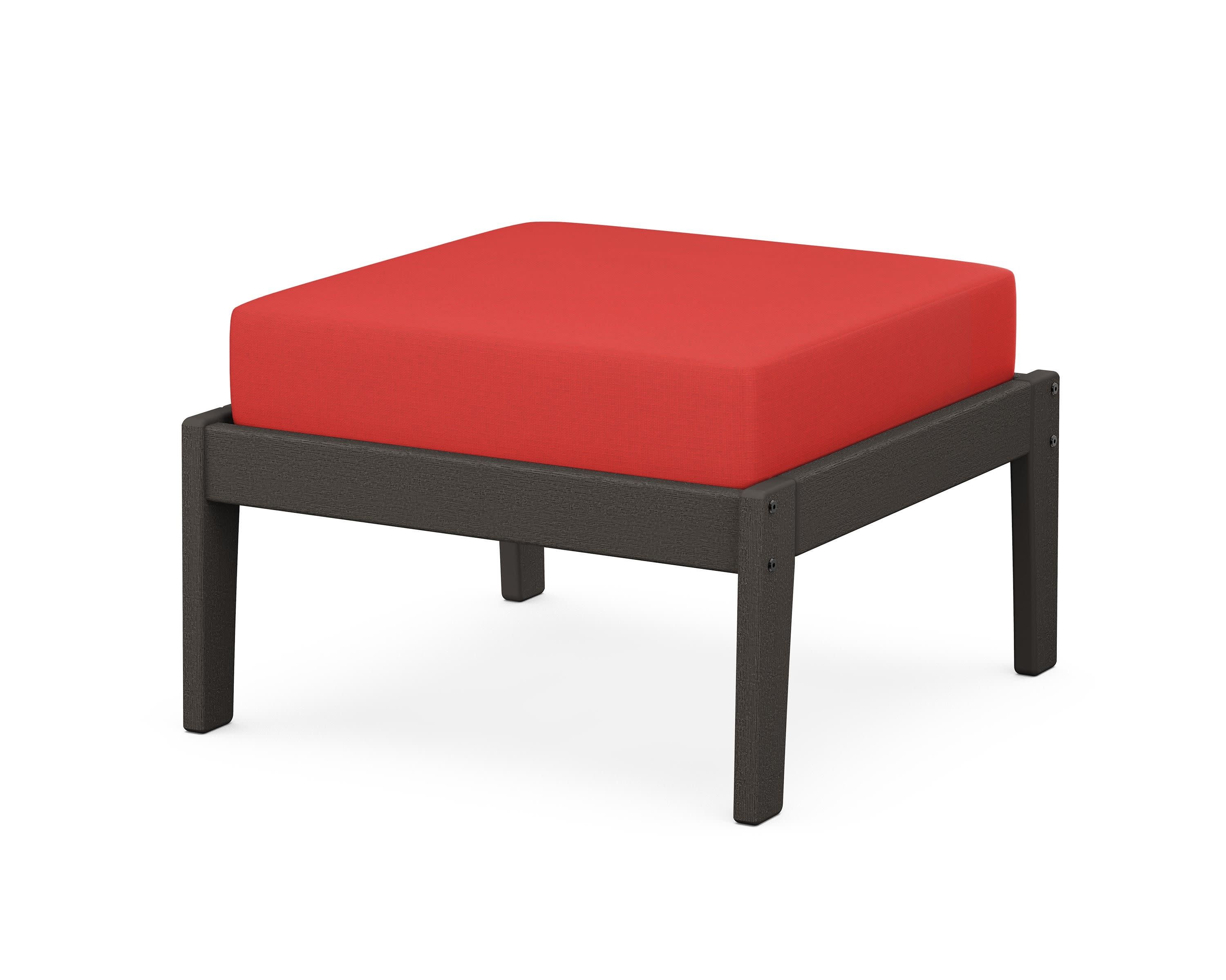 Deep Seating Ottoman in Vintage Coffee / Crimson Linen