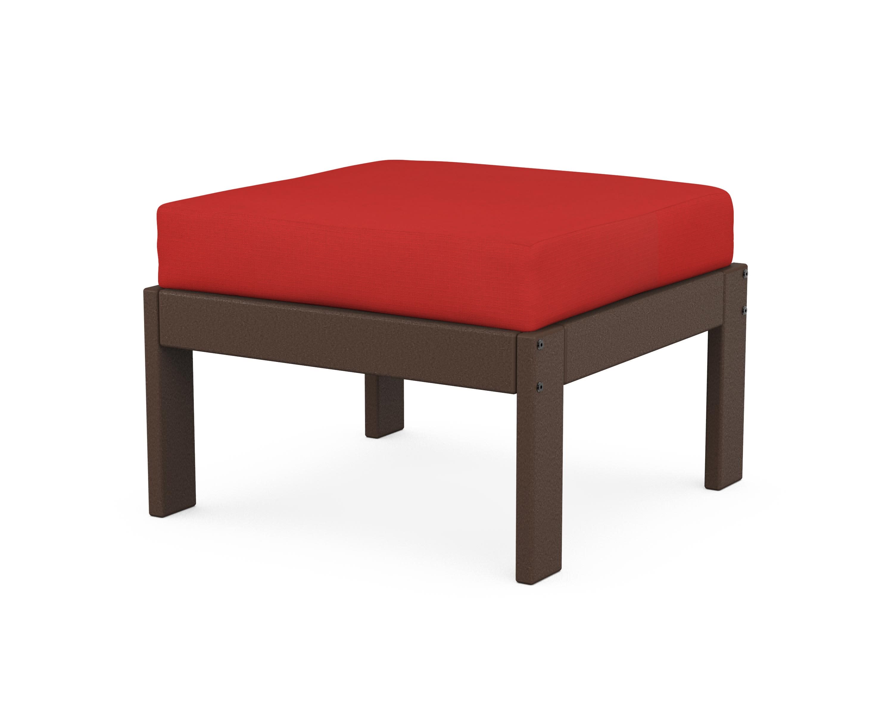 Vineyard Modular Ottoman in Mahogany / Crimson Linen