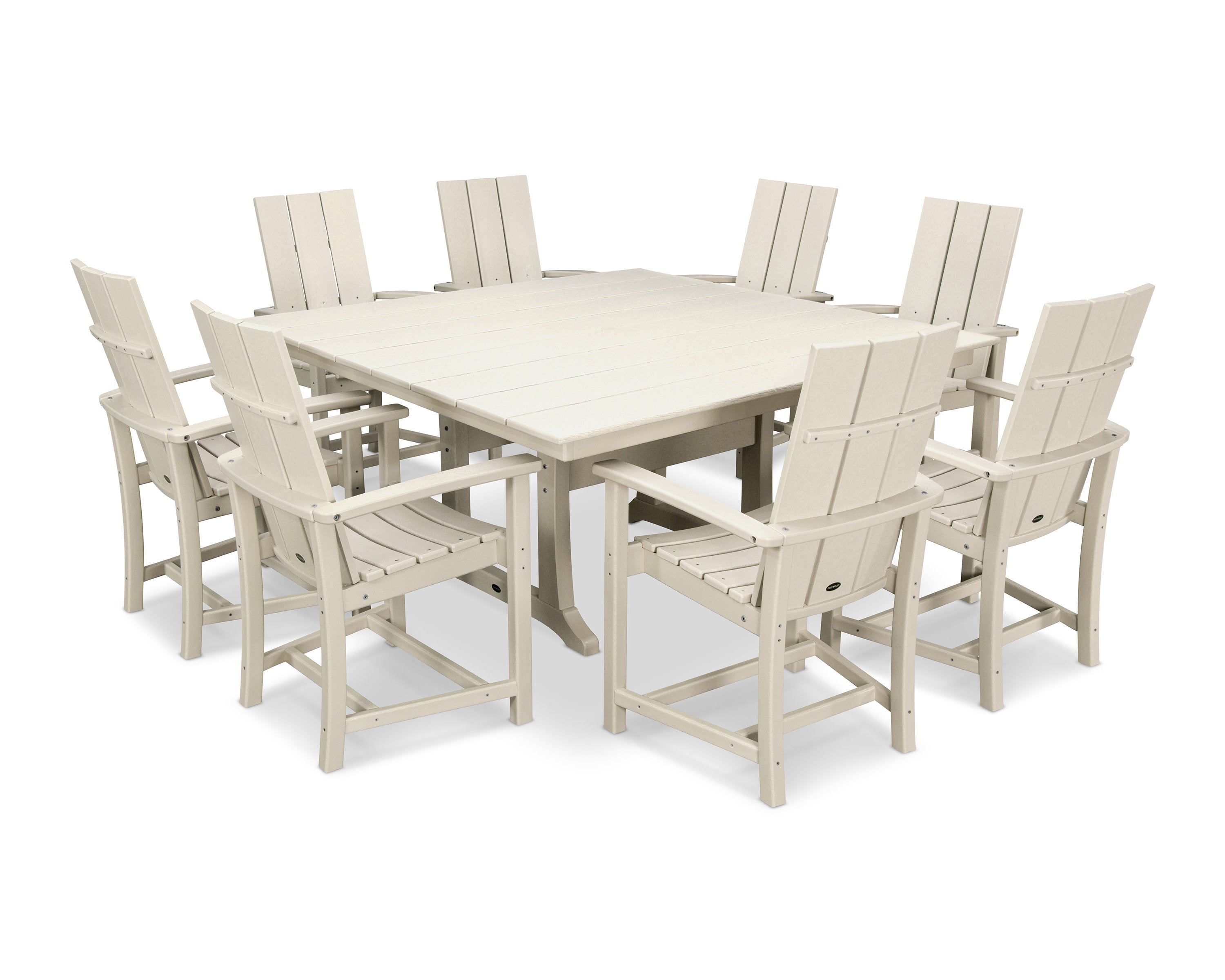 Modern Adirondack 9-Piece Farmhouse Trestle Dining Set in Sand