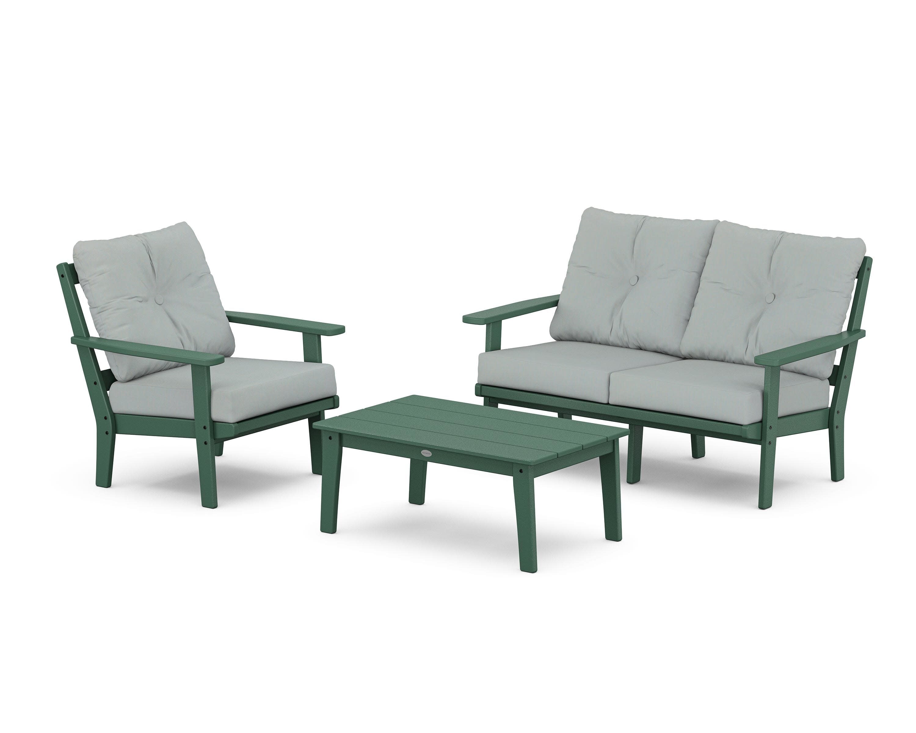 Oxford 3-Piece Deep Seating Set with Loveseat in Green / Spa