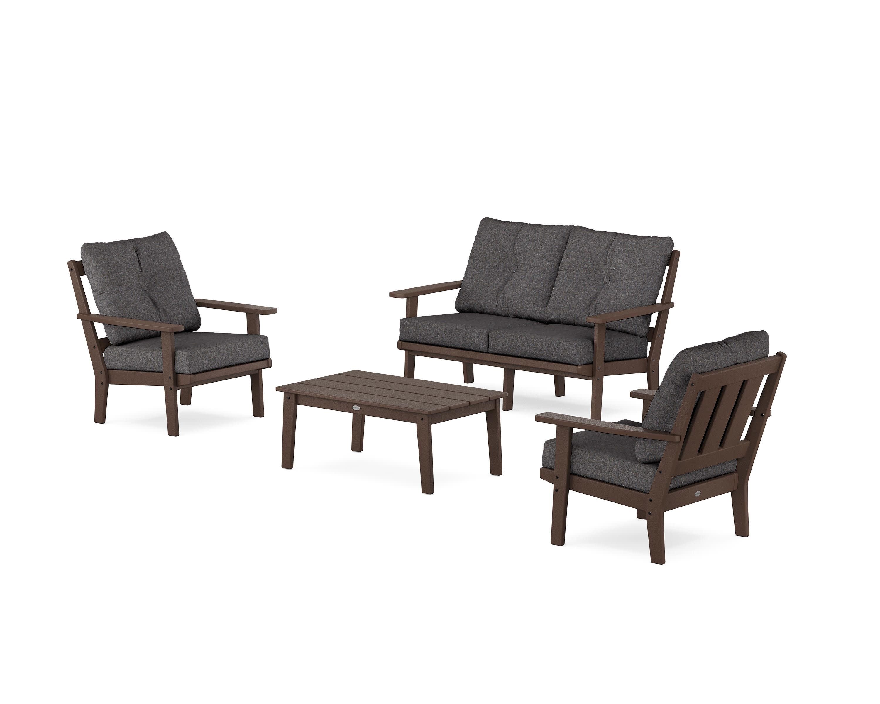 Oxford 4-Piece Deep Seating Set with Loveseat in Mahogany / Ash Charcoal
