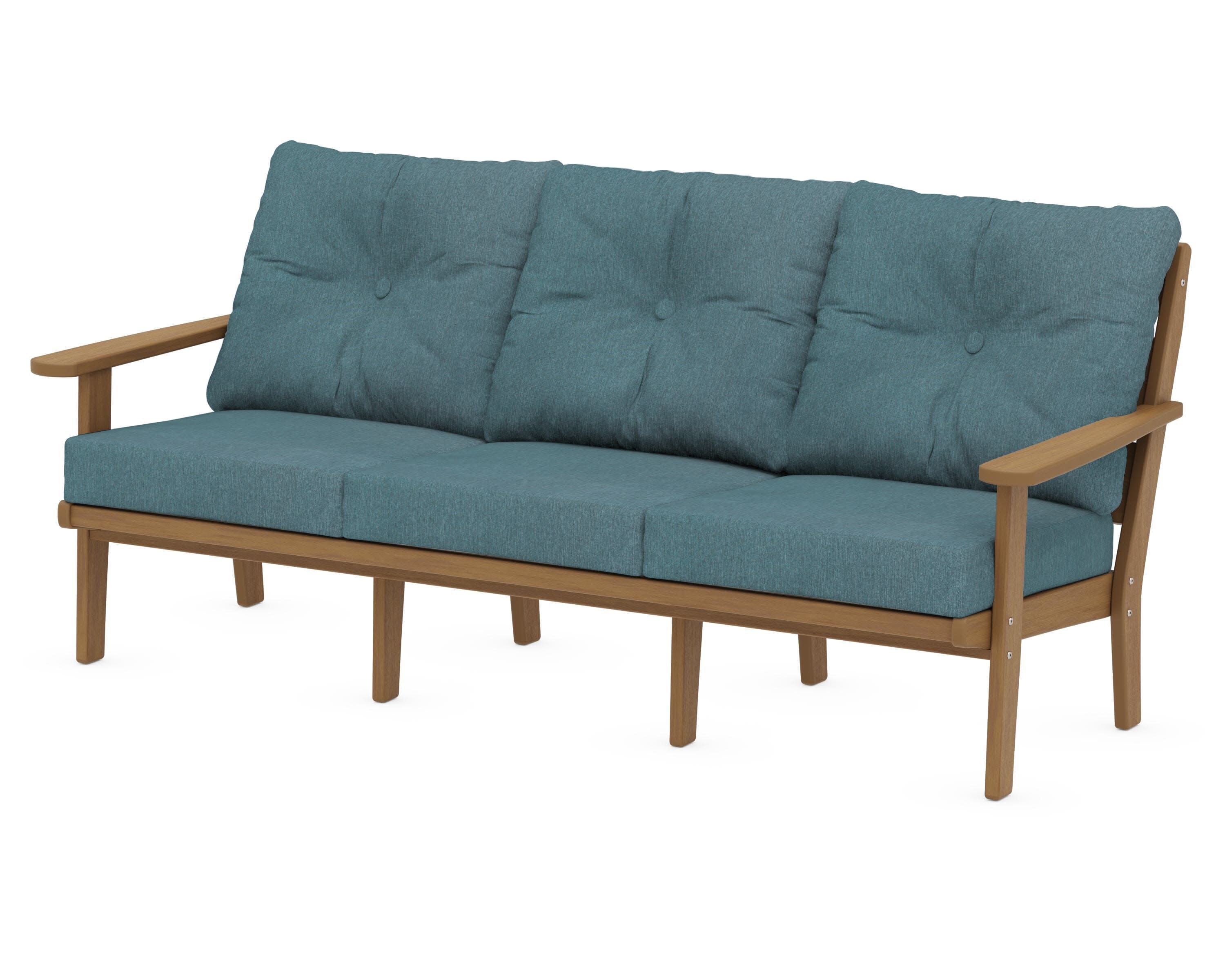 Lakeside Deep Seating Sofa in Natural / Ocean Teal
