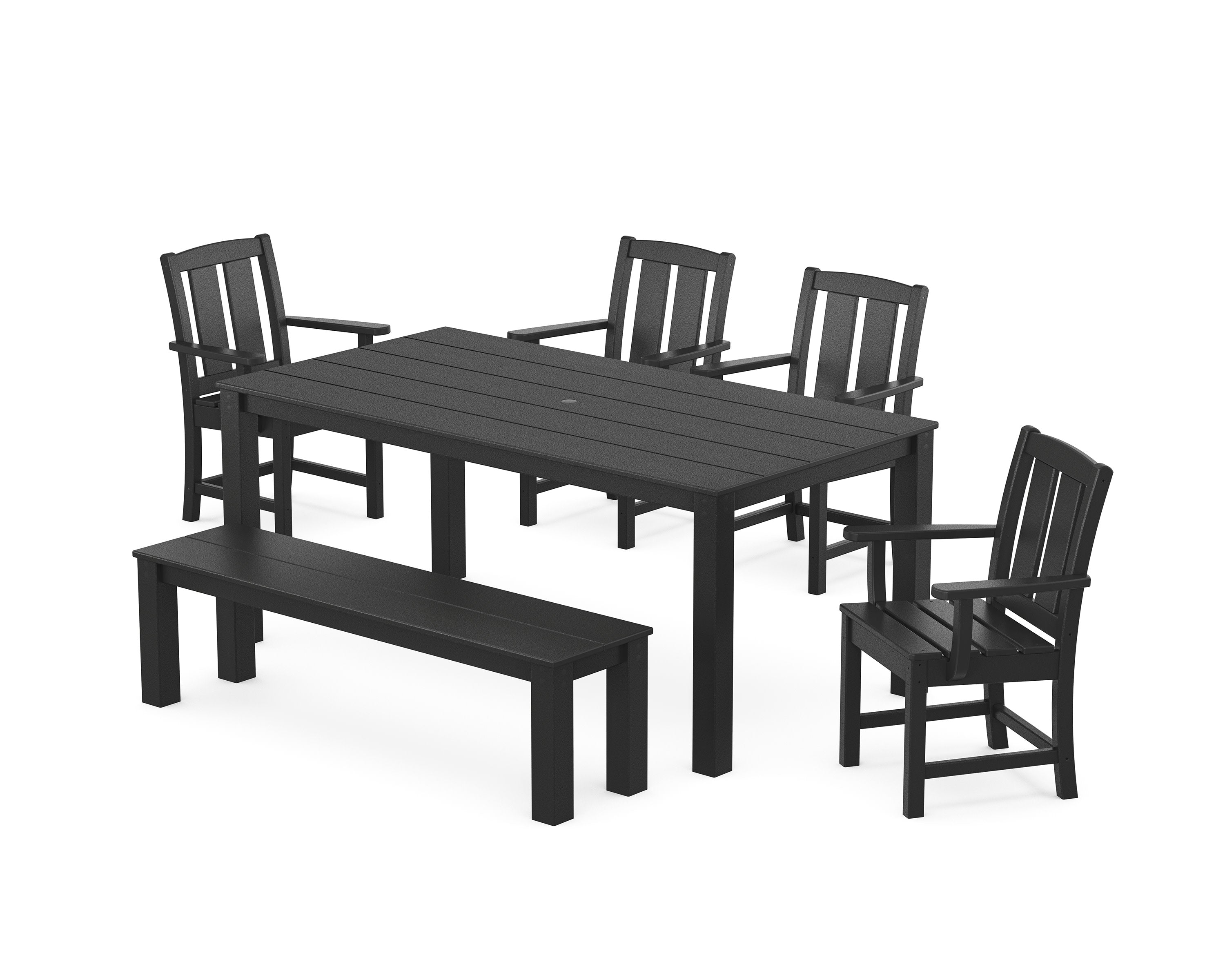 Mission 6-Piece Parsons Dining Set with Bench in Black