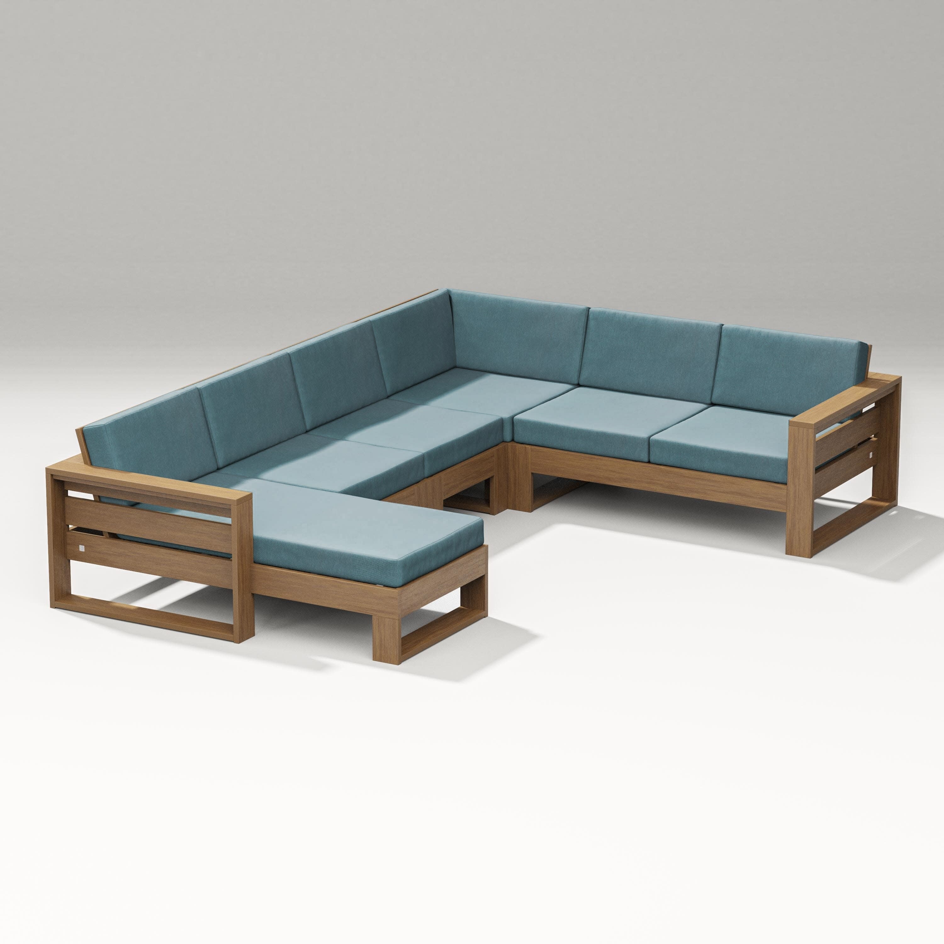 Latitude Corner Sectional with Left Chaise in Natural / Ocean Teal