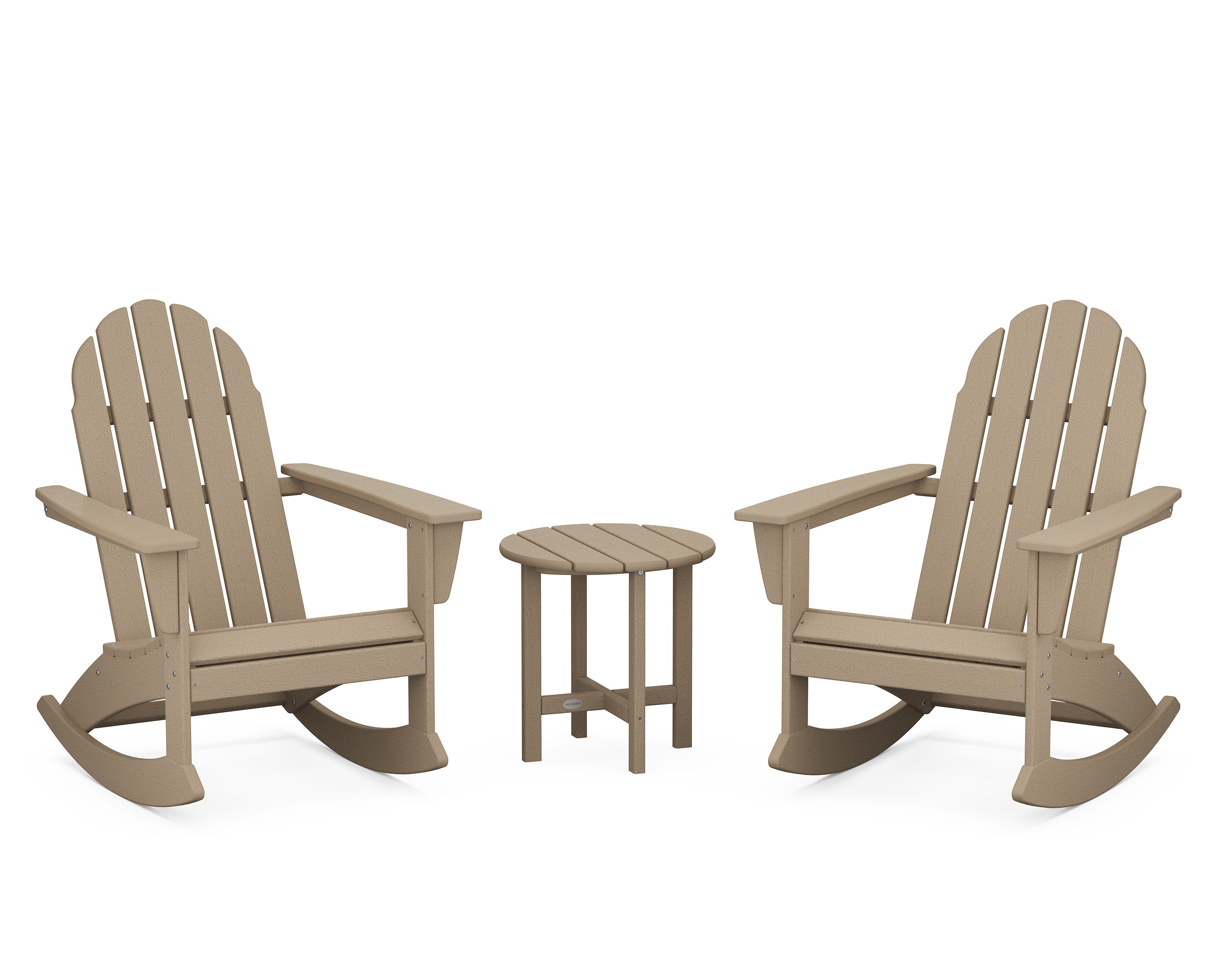 Vineyard 3-Piece Adirondack Rocking Chair Set in Vintage Sahara