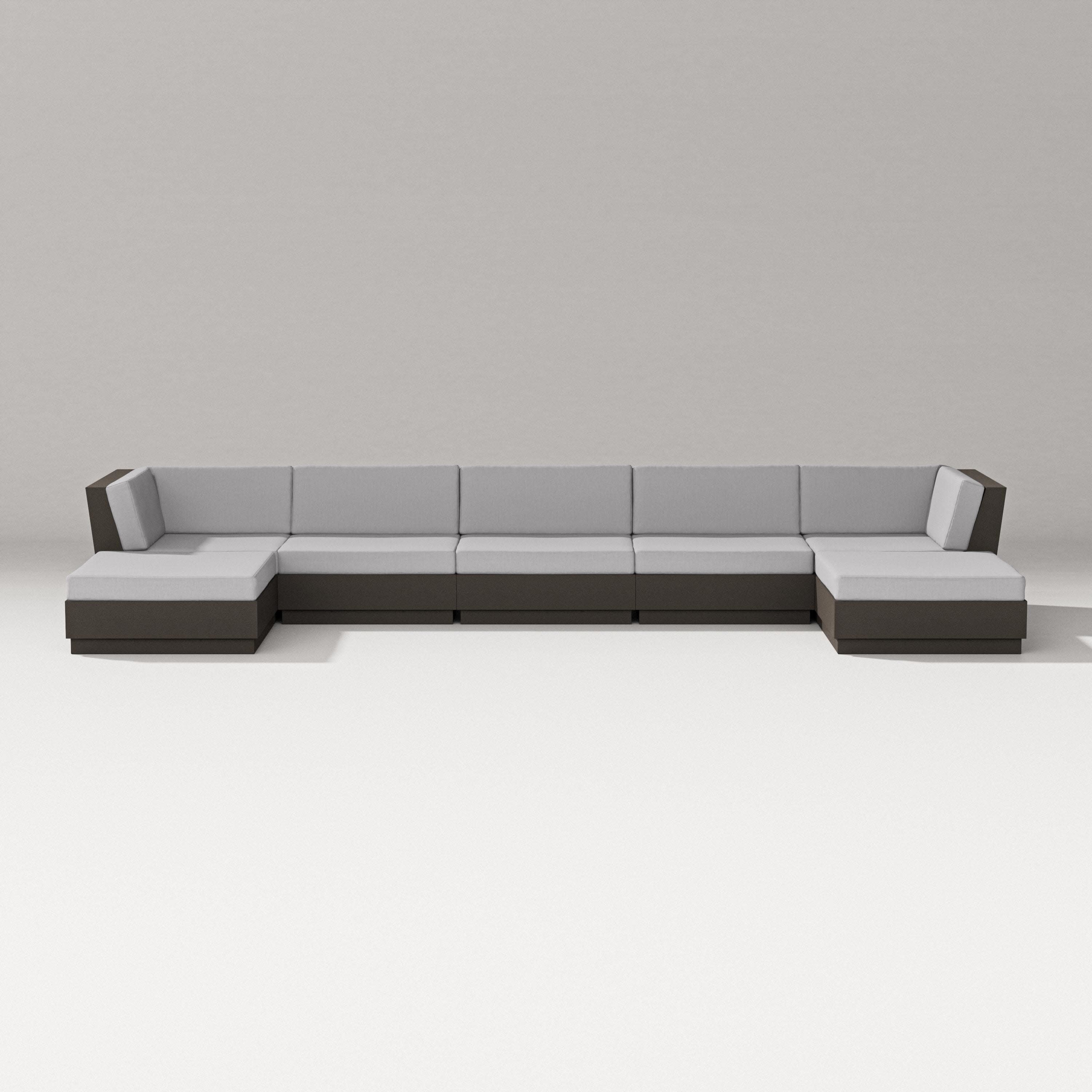 Elevate 7-Piece Double Chaise Sectional in Vintage Coffee / Granite