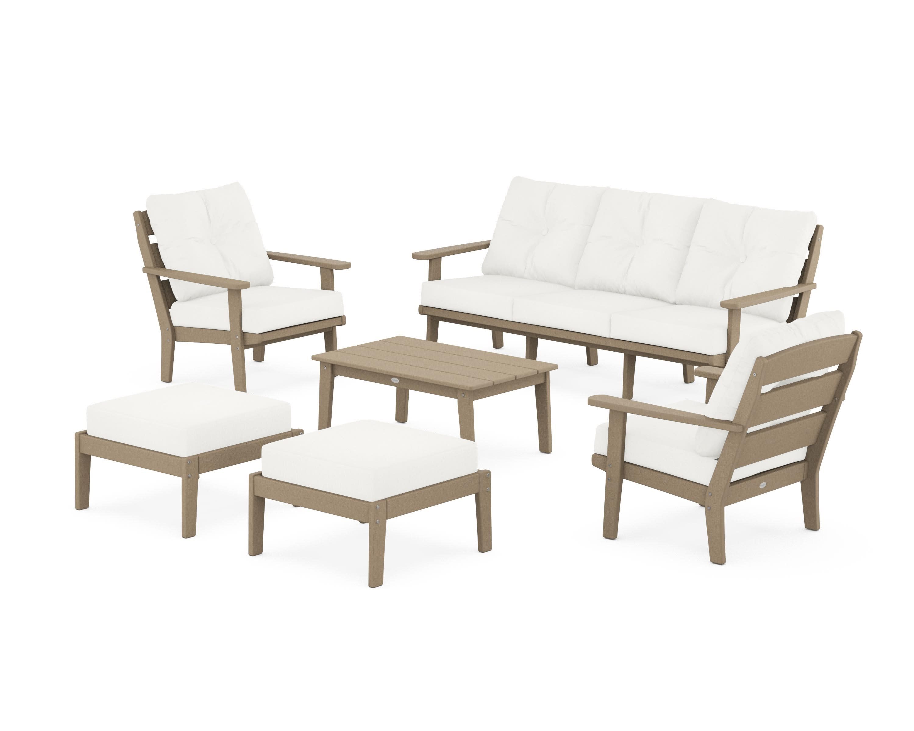 Lakeside 6-Piece Lounge Sofa Set in Vintage Sahara / Natural Linen