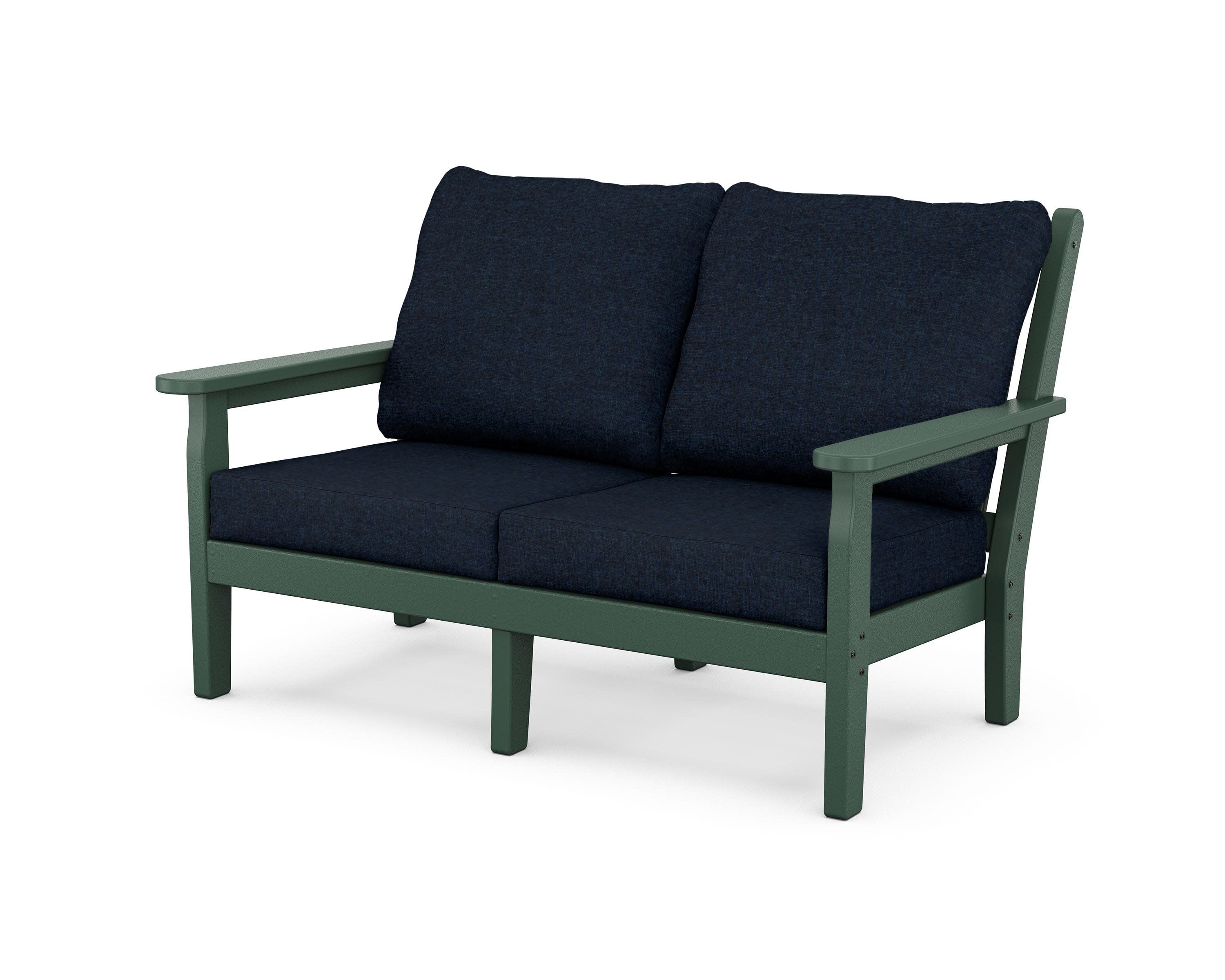 Chippendale Deep Seating Loveseat in Green / Marine Indigo