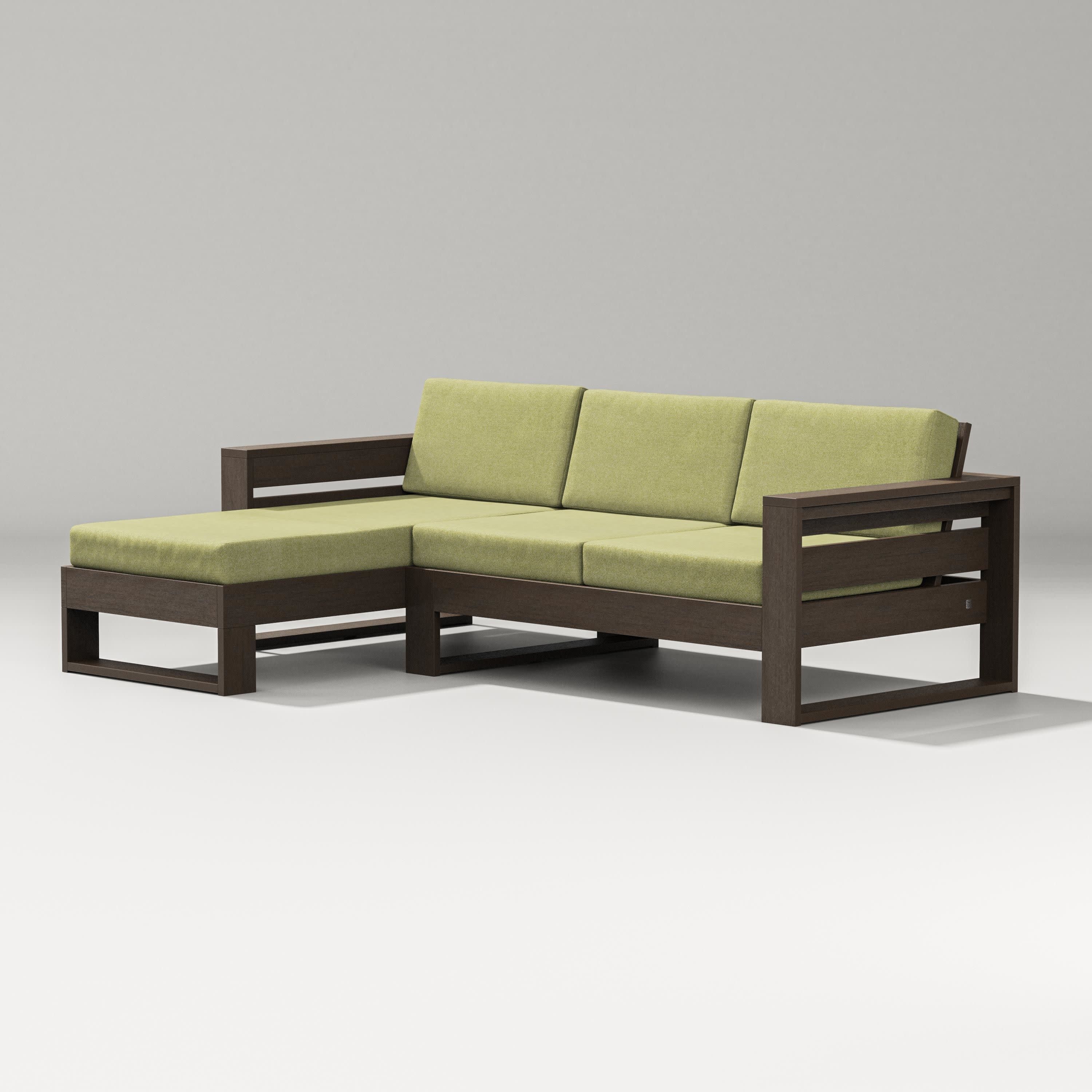 Latitude Left Chaise Sectional in Kona / Chartreuse Boucle