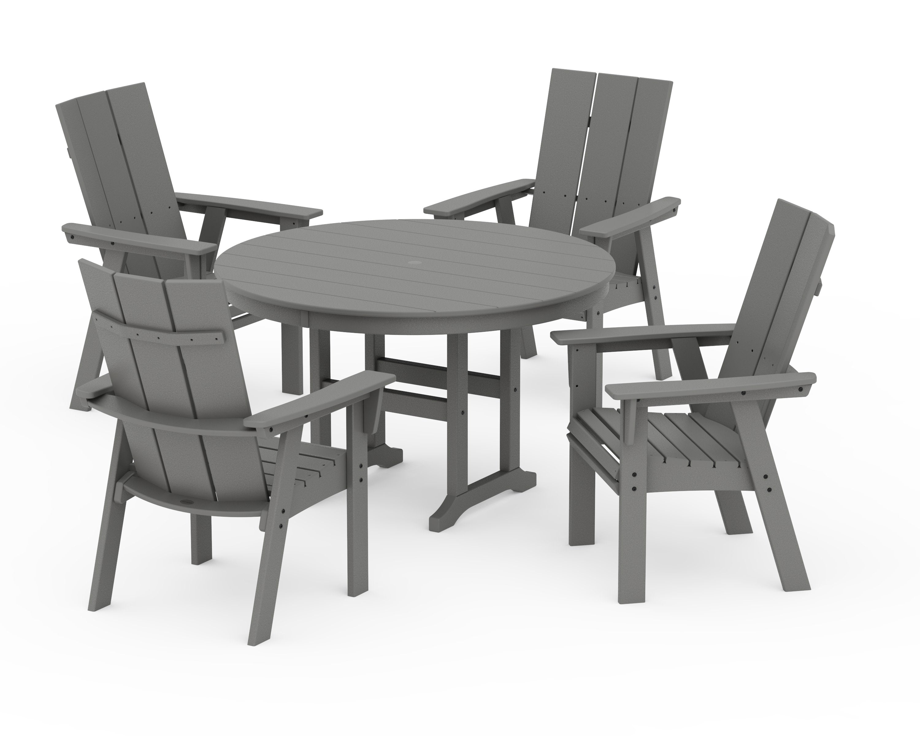 Modern Curveback Adirondack 5-Piece Round Farmhouse Dining Set in Slate Grey