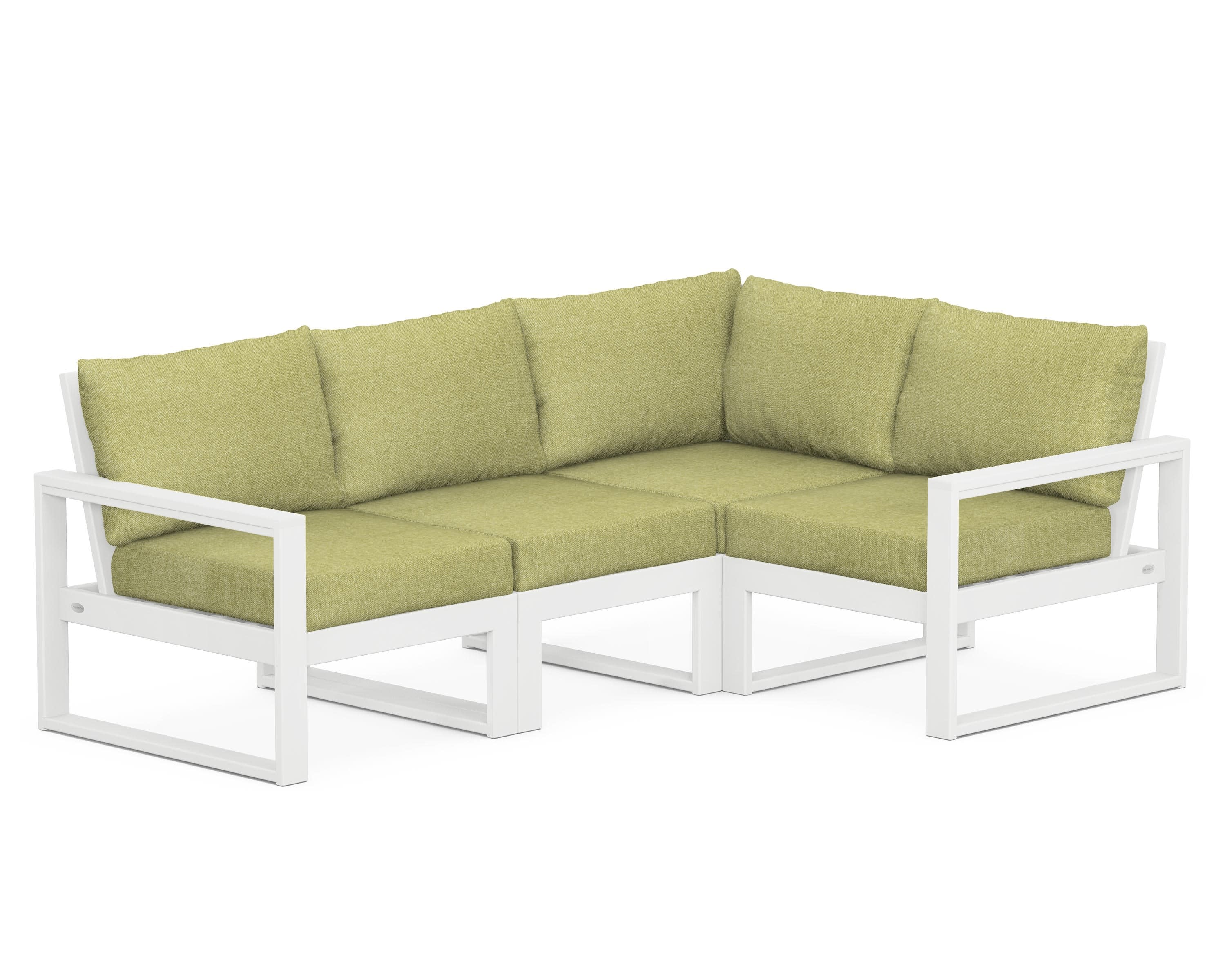 EDGE 4-Piece Modular Deep Seating Set in White / Chartreuse Boucle