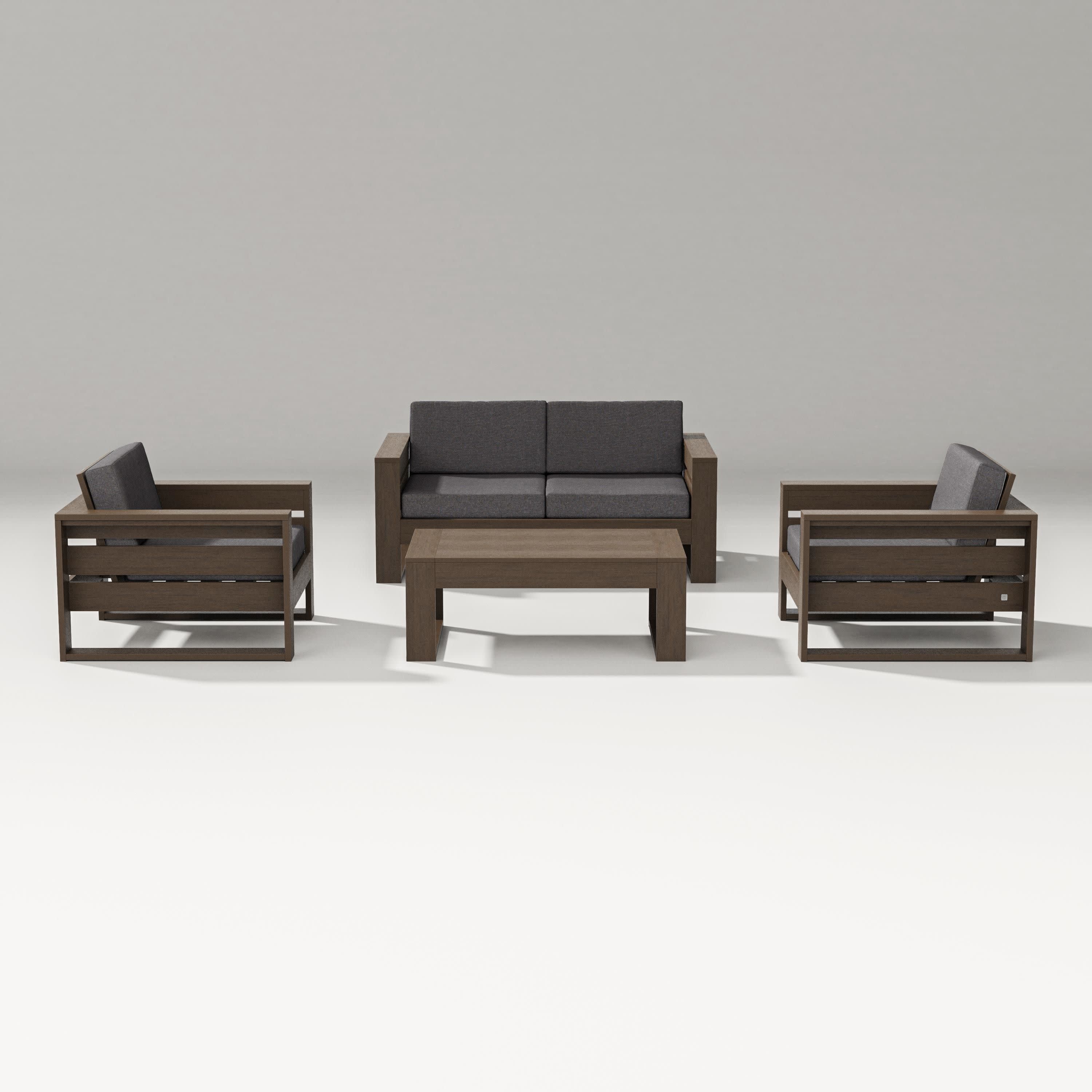 Latitude 4-Piece Lounge Loveseat Set in Kona / Ash Charcoal