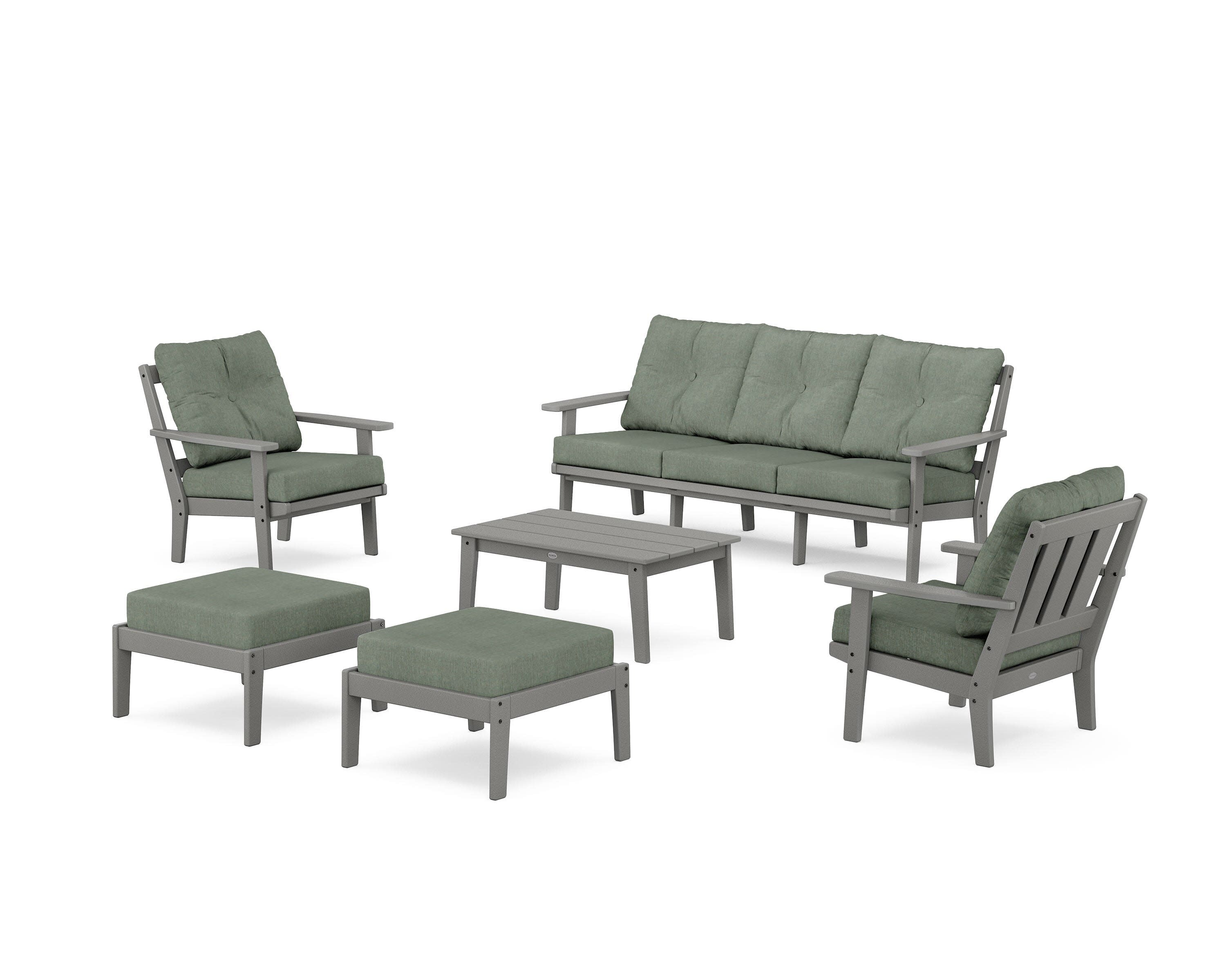 Oxford 6-Piece Lounge Sofa Set in Slate Grey / Cast Sage