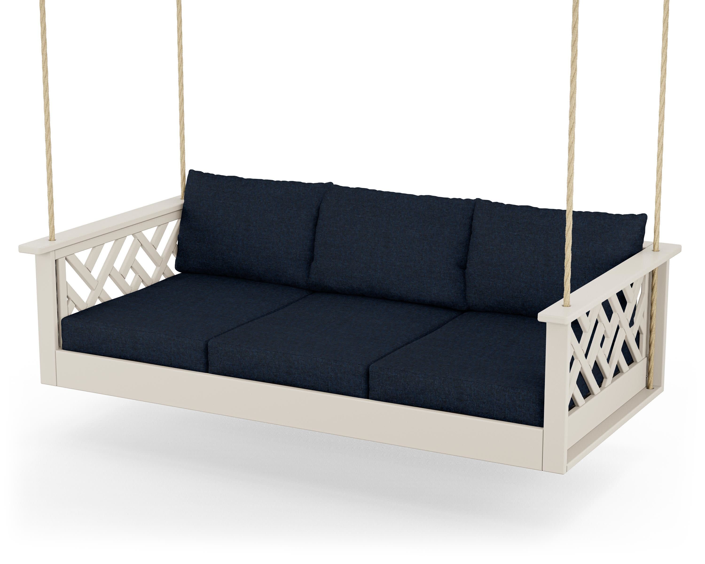 Chippendale Daybed Swing in Sand / Marine Indigo