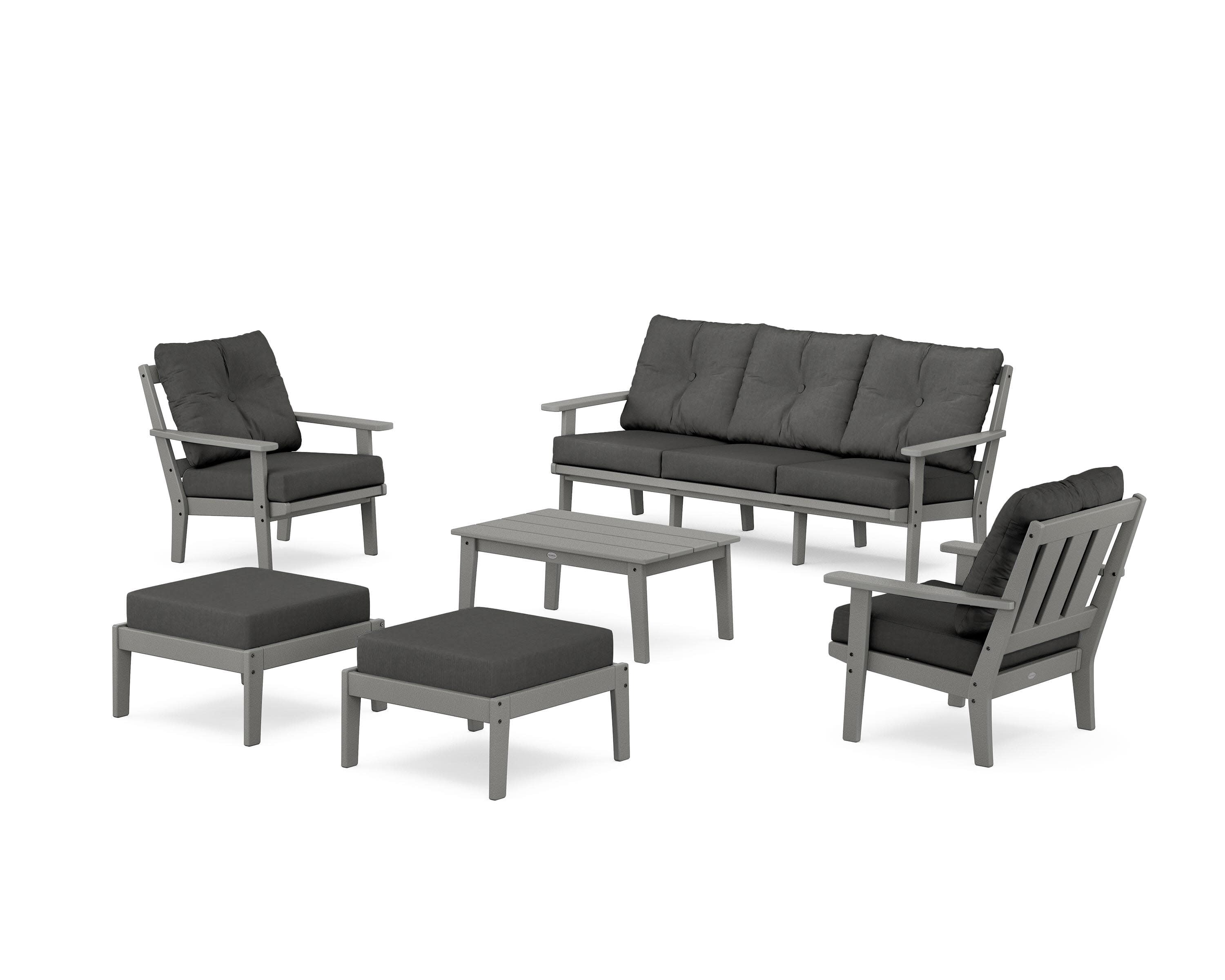 Oxford 6-Piece Lounge Sofa Set in Slate Grey / Spectrum Carbon